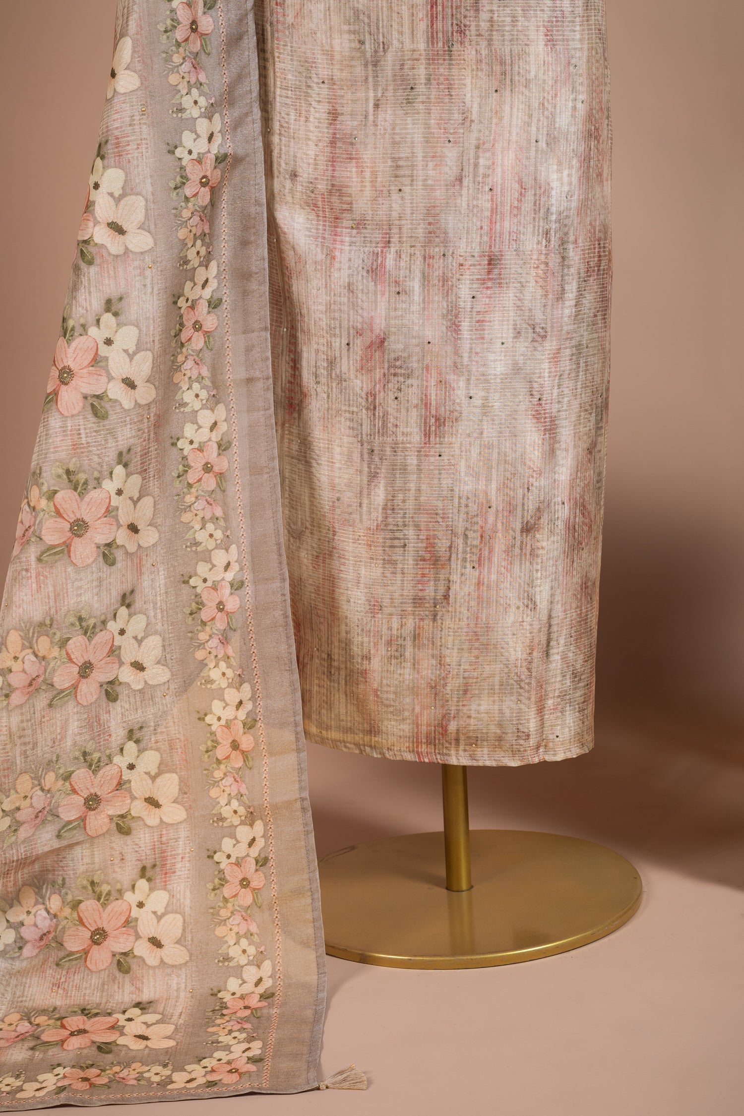Luxe Pink Kota Shimmer Blend Unstitched Suit Set Sterling House