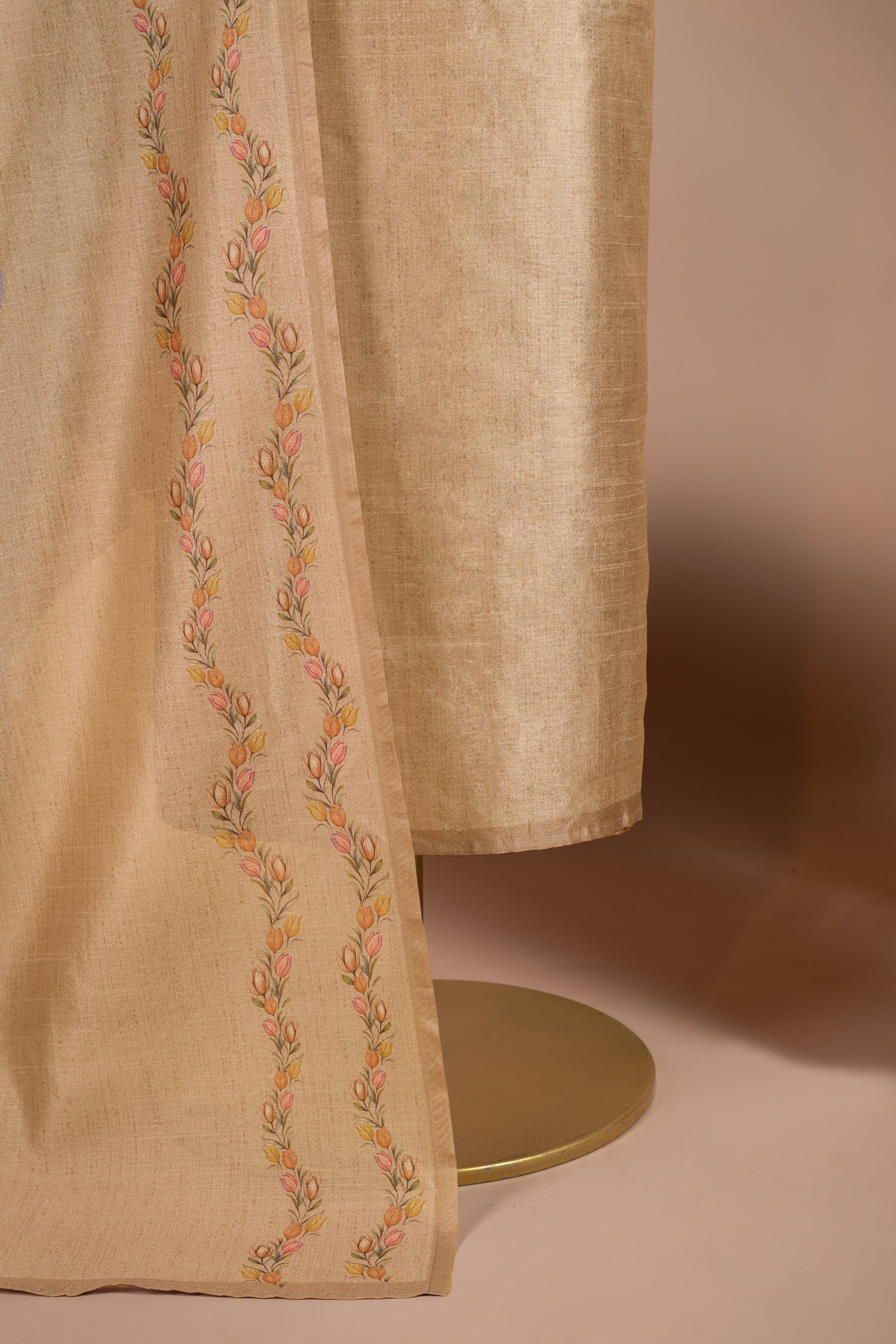Luxe Beige Chanderi Silk Blend Unstitched Suit Set Sterling House