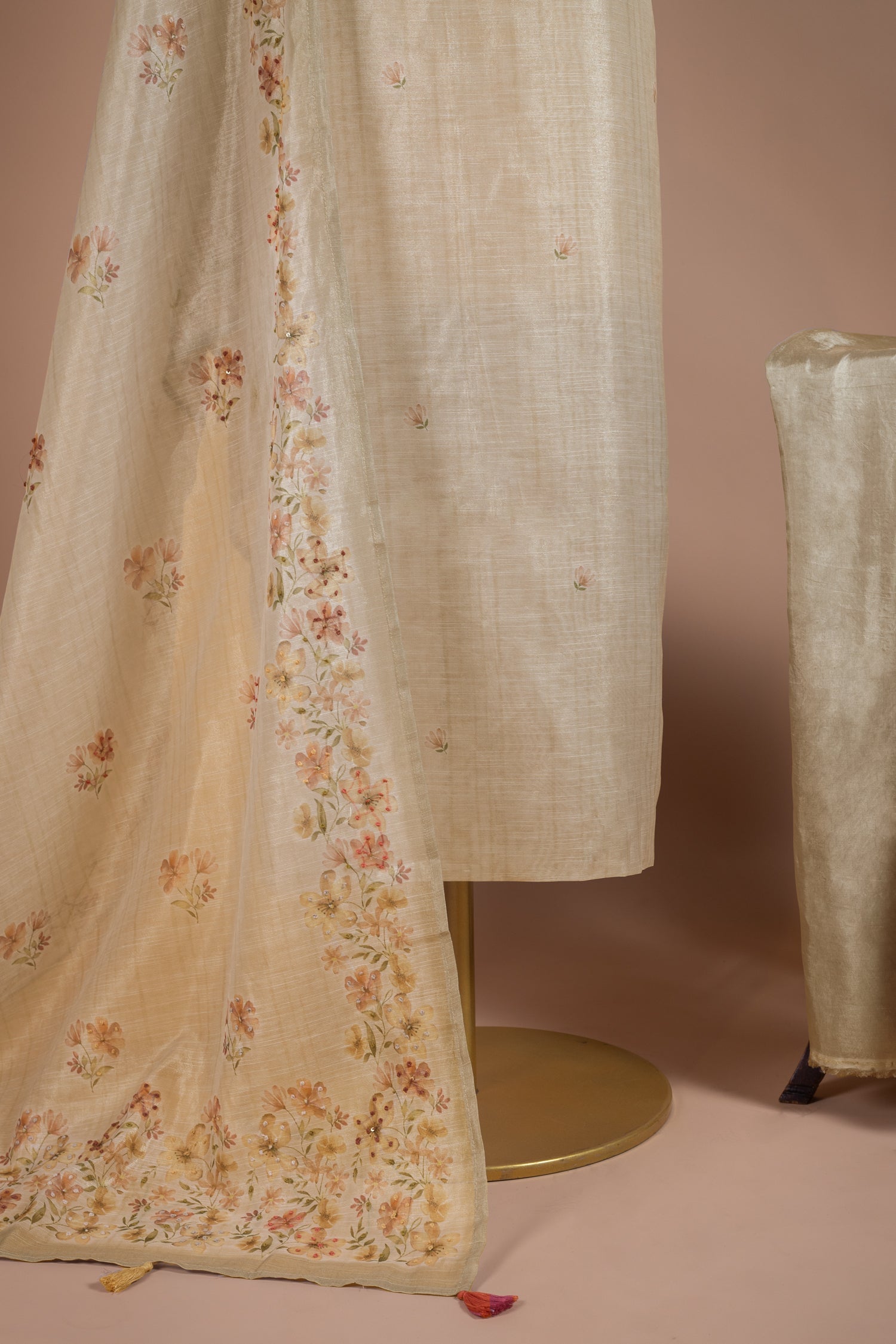 Afreen Ivory Kota Shimmer Blend Unstitched Suit Set Sterling House