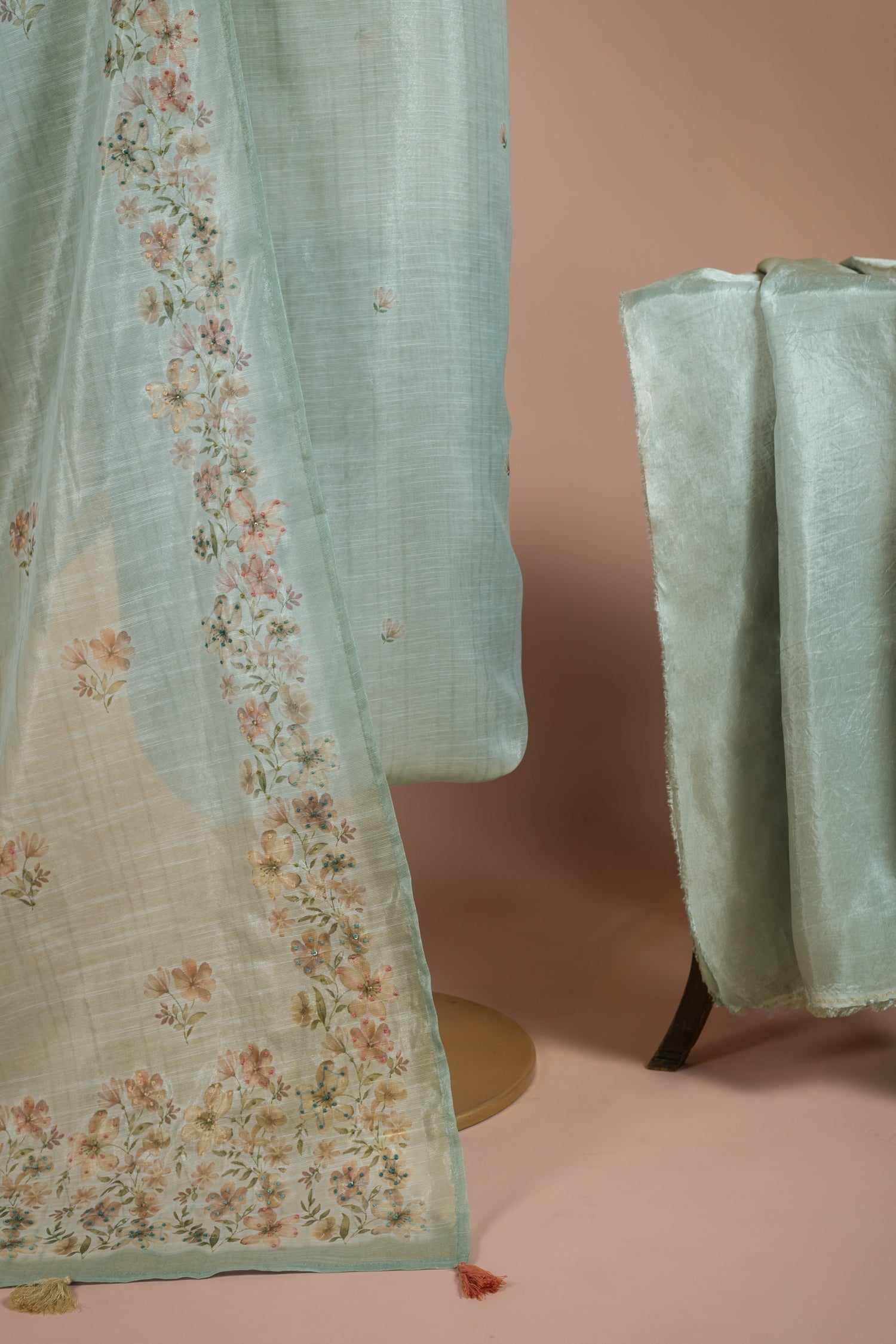 Afreen Blue Kota Shimmer Blend Unstitched Suit Set Sterling House