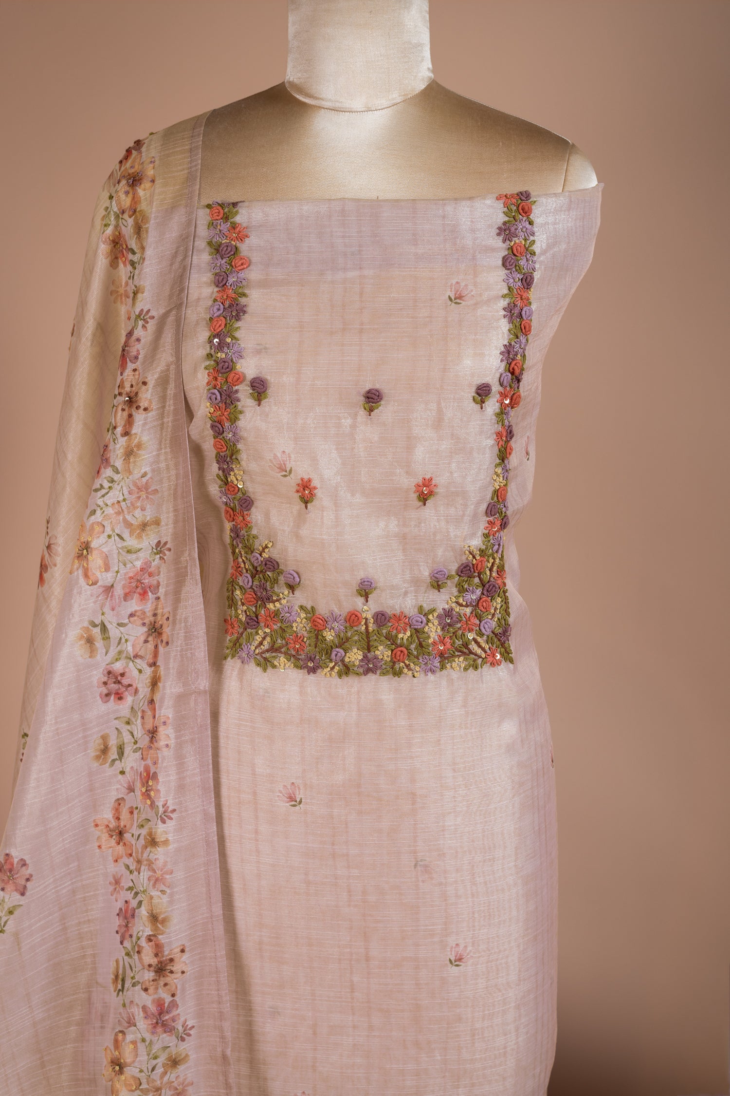 Afreen Pink Kota Shimmer Blend Suit Set