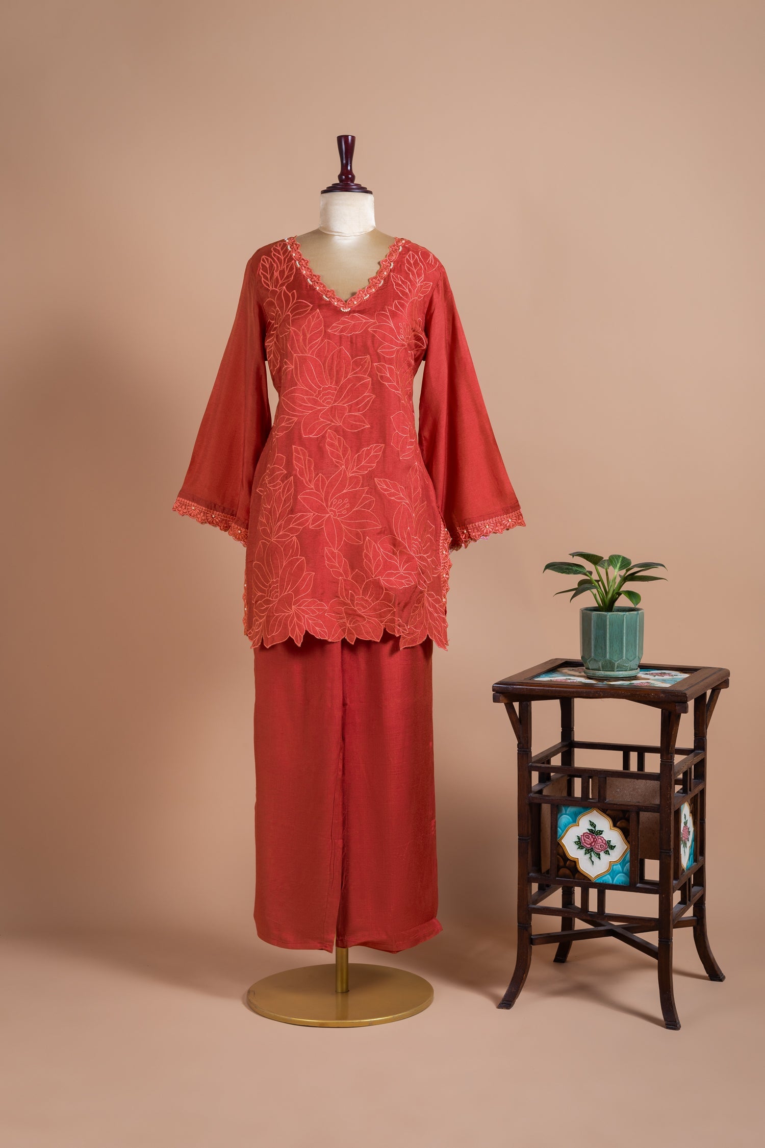 Afreen Red Readymade Co-Ord Set Sterling House
