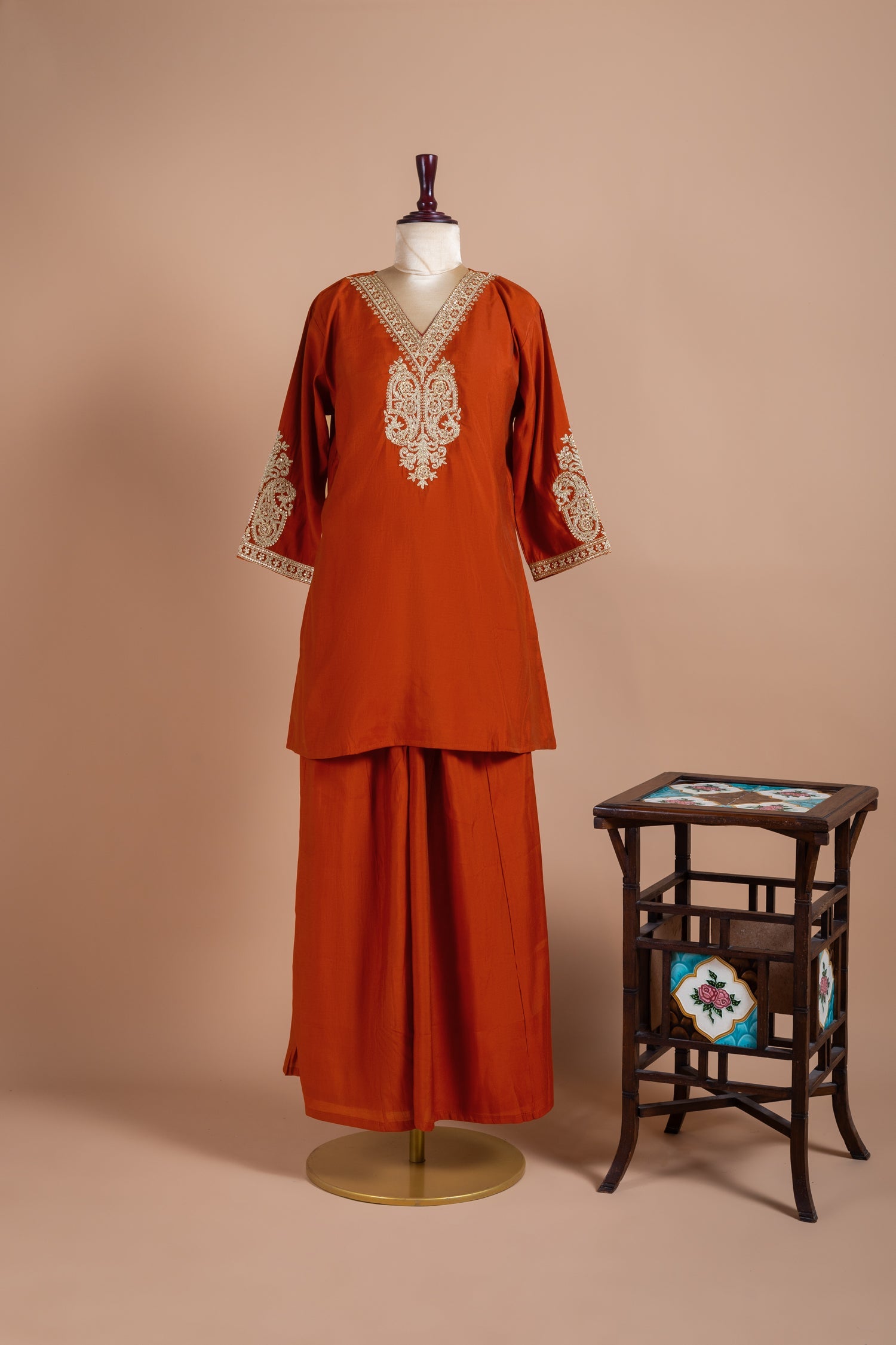 Afreen Muslin Burnt Orange Readymade Suit Set Sterling House