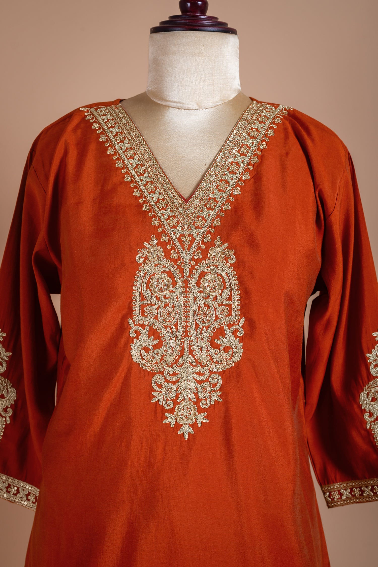 Afreen Muslin Burnt Orange Readymade Suit Set Sterling House