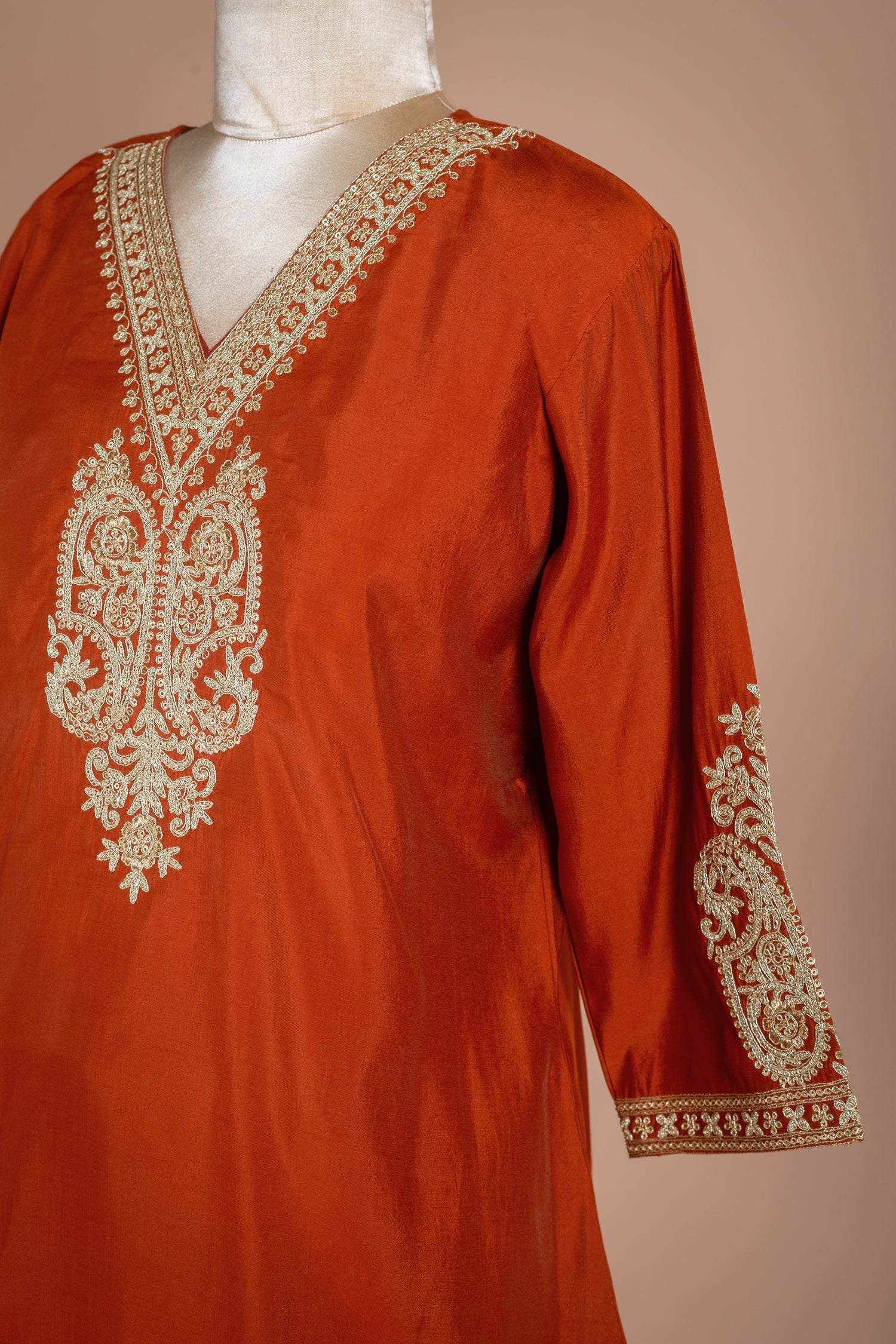 Afreen Muslin Burnt Orange Readymade Suit Set Sterling House