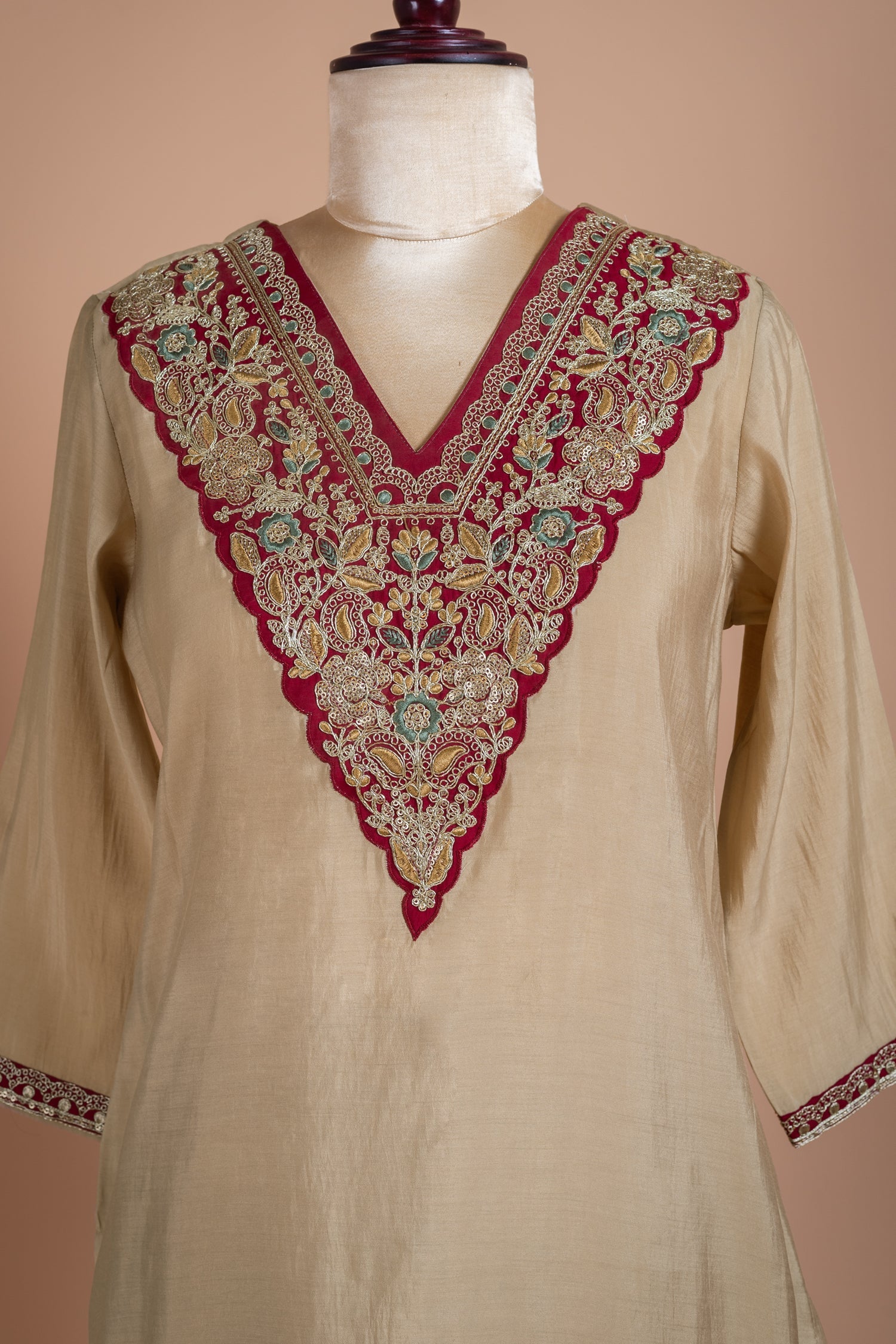 Afreen Ivory Soft Silk Blend Readymade Suit Set Sterling House