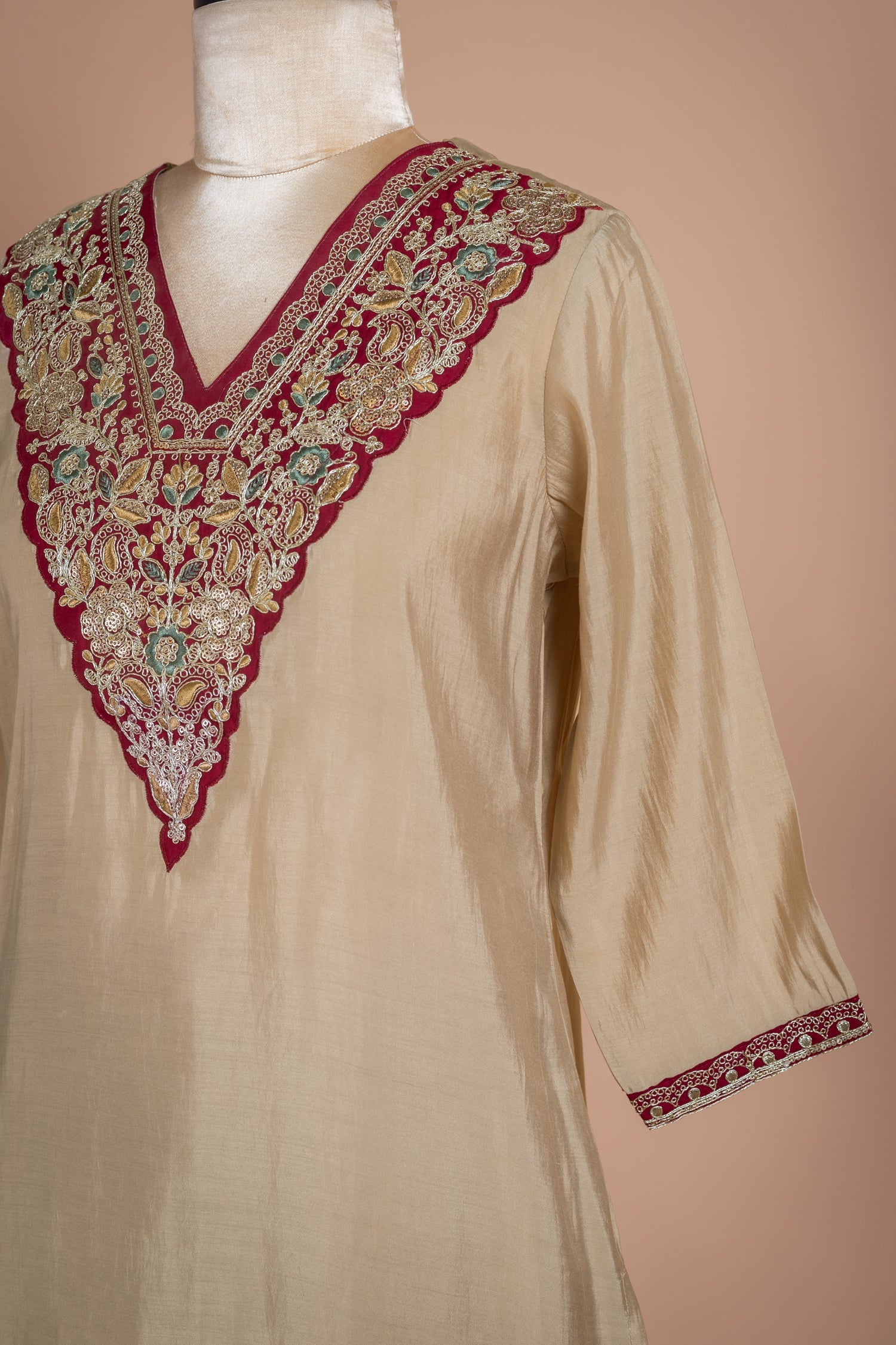 Afreen Ivory Soft Silk Blend Readymade Suit Set Sterling House