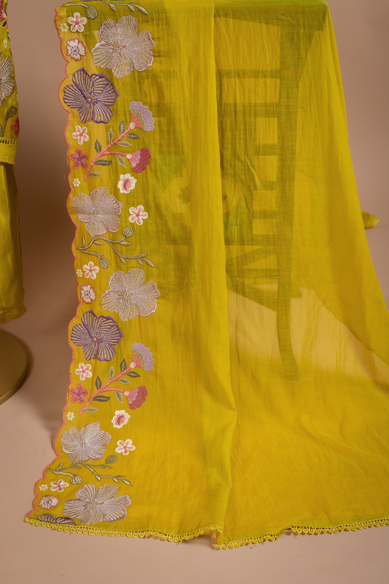 Afreen Mul Cotton Yellow Readymade Suit Set Sterling House