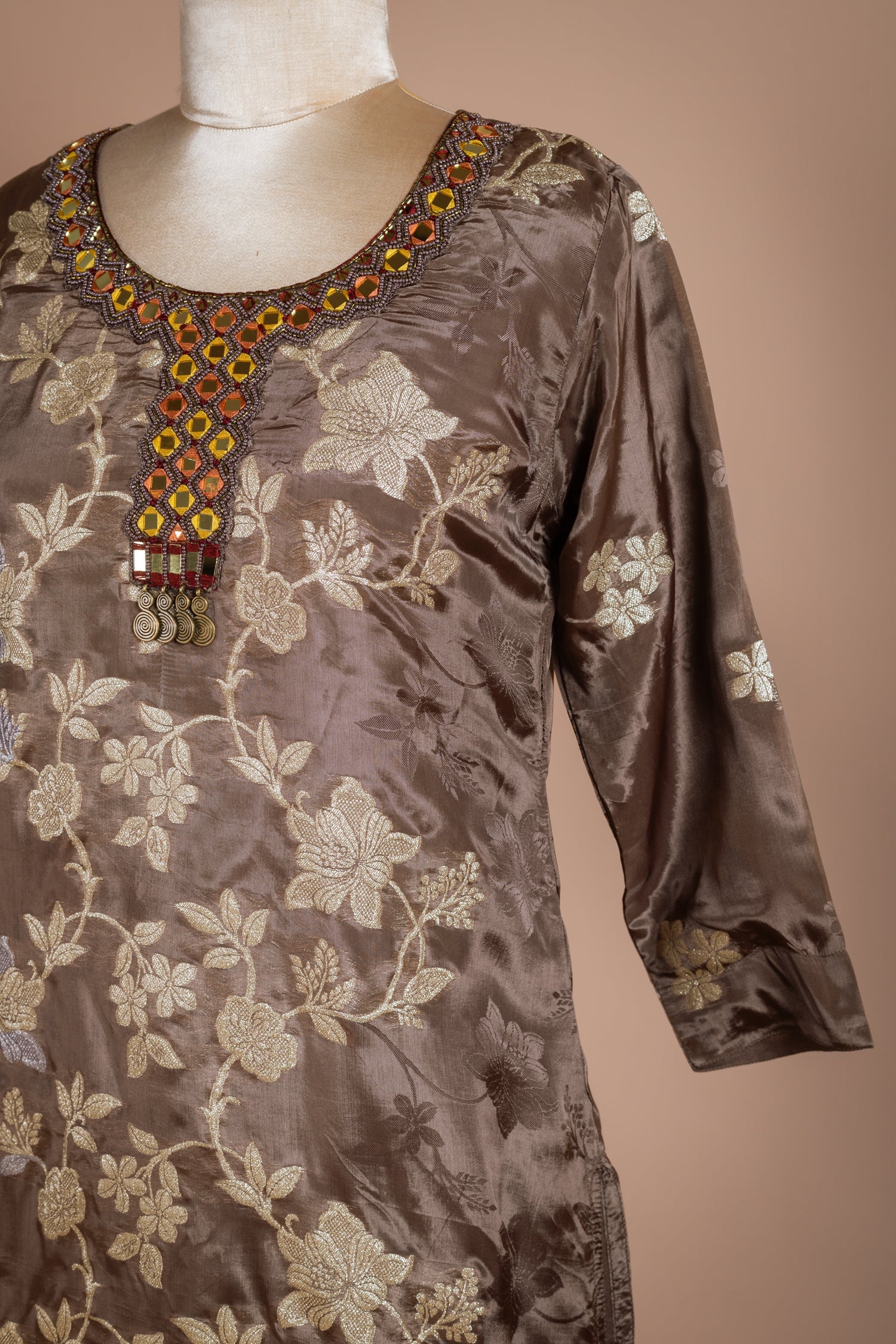 Anokhi Rich Brown Crepe Silk Blend Readymade Suit Set Sterling House