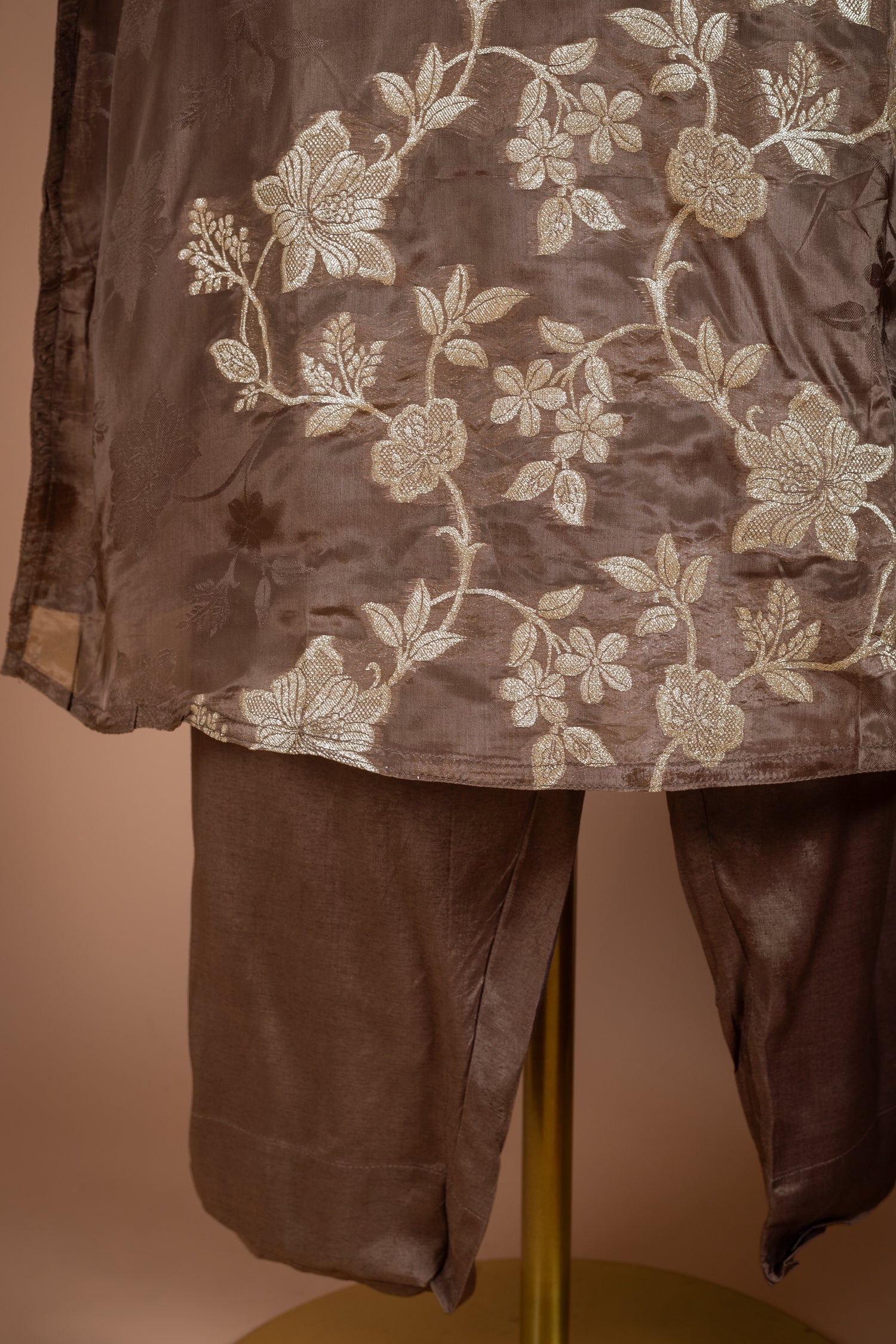 Anokhi Rich Brown Crepe Silk Blend Suit Set