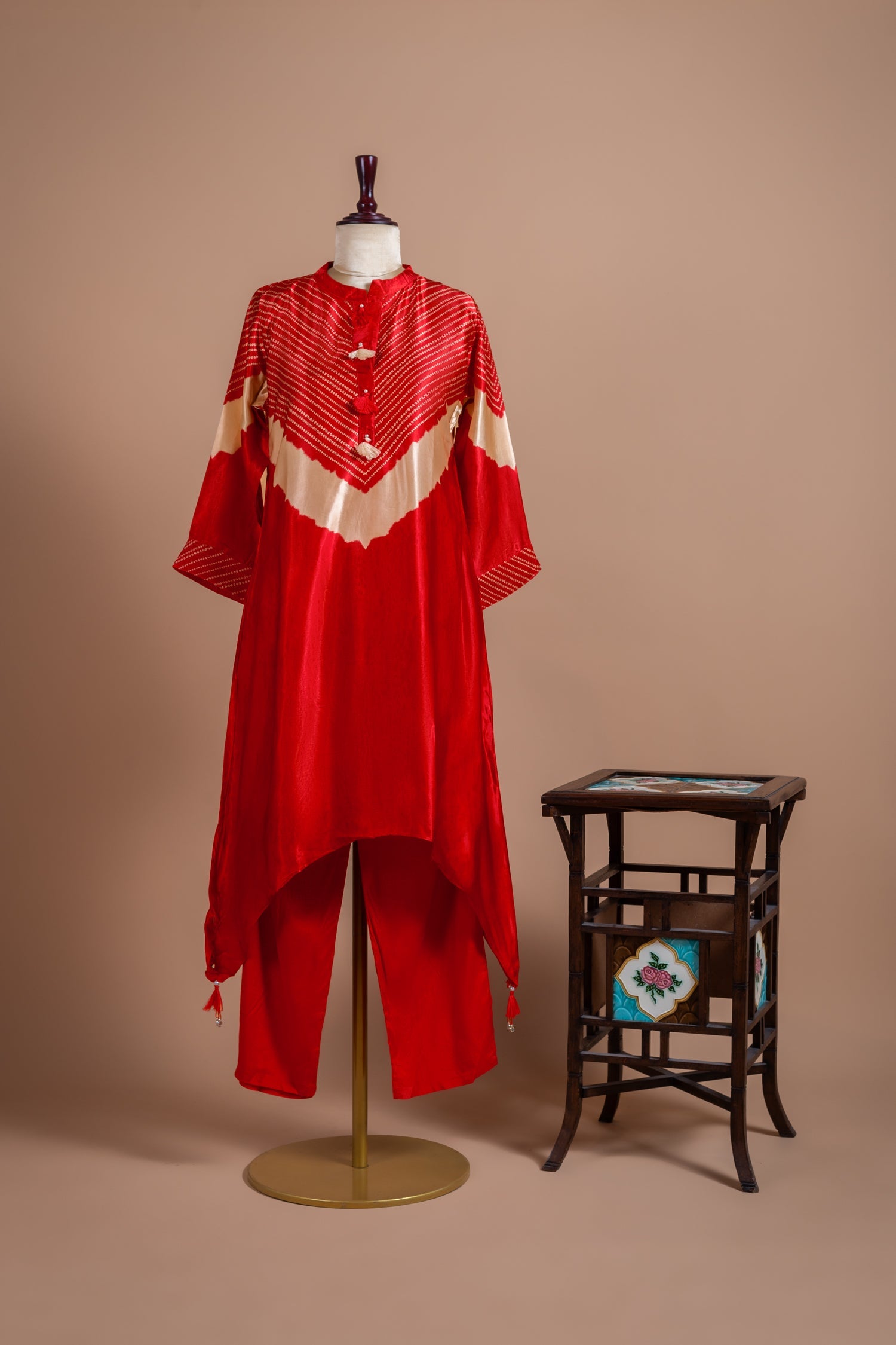 Luxe Red Satin Silk Readymade Set Sterling House