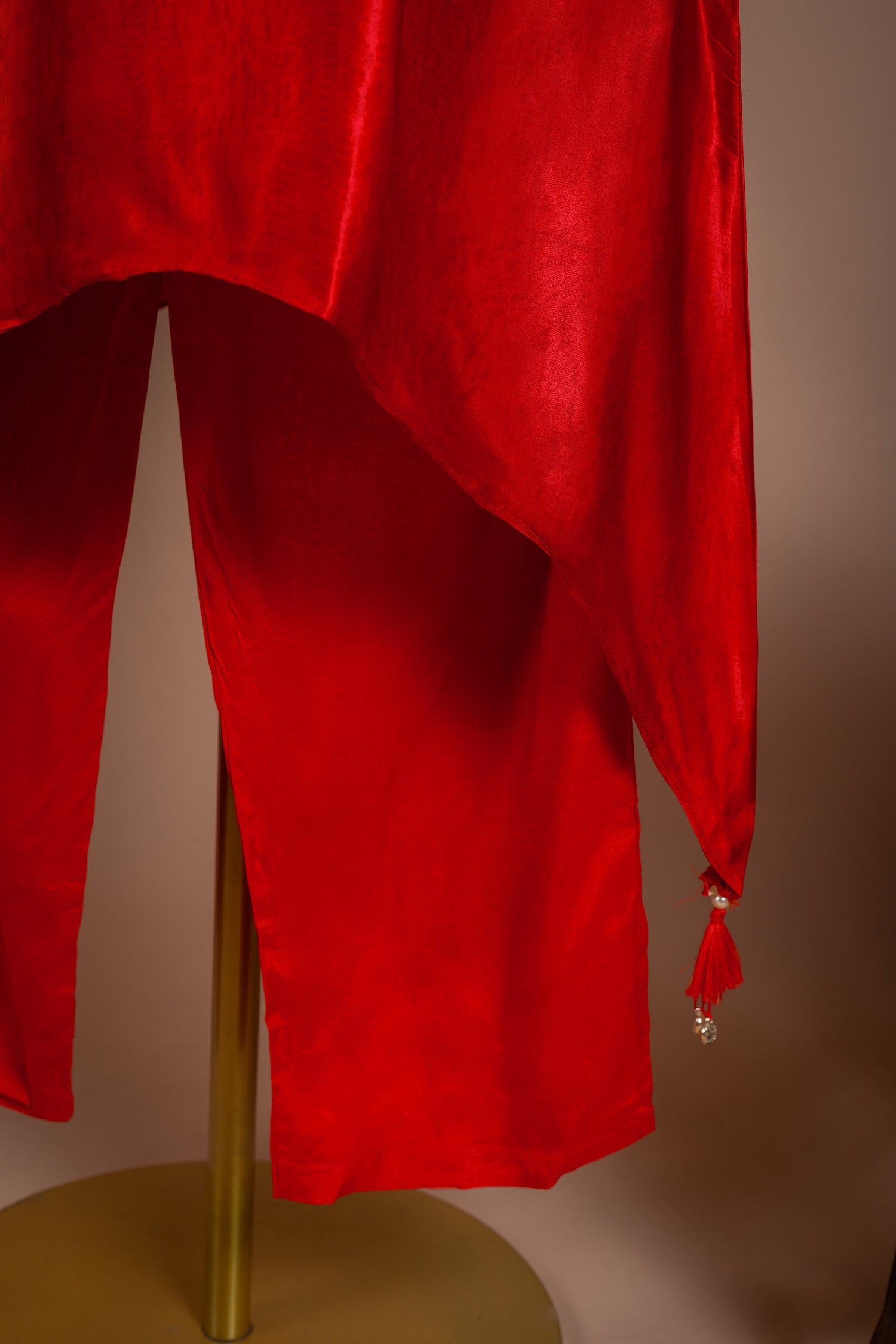 Luxe Red Satin Silk Readymade Set Sterling House