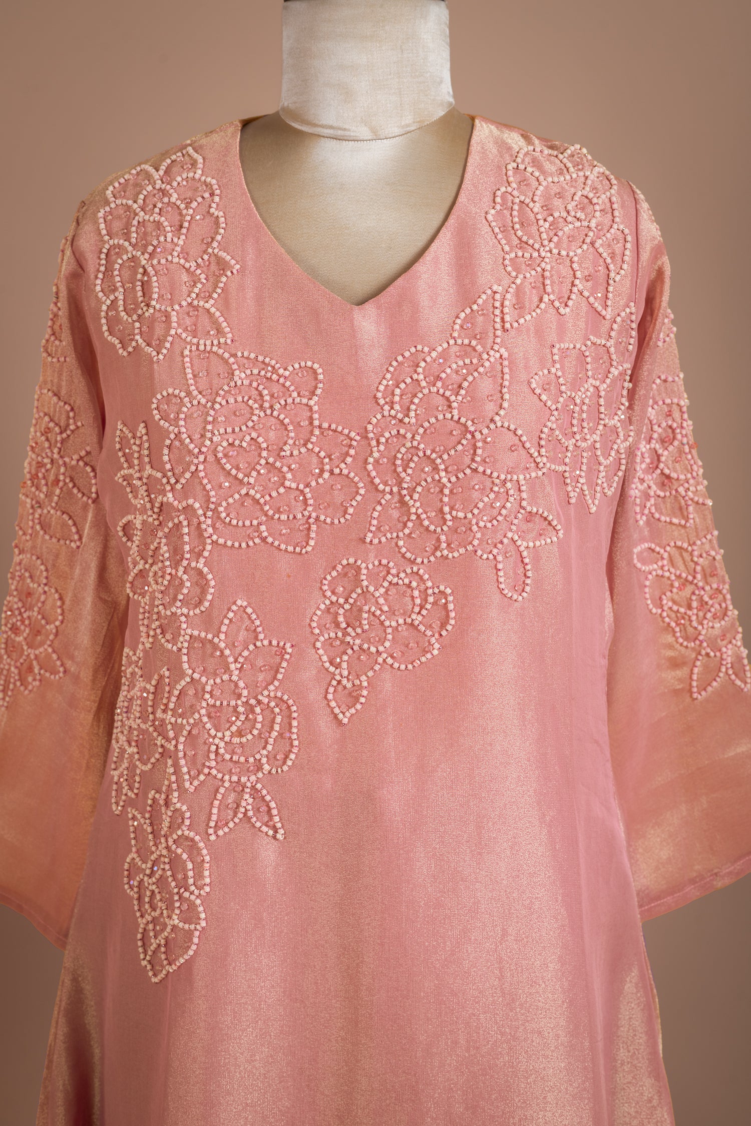 Afreen Dusty Pink Shimmer Silk Blend Anarkali