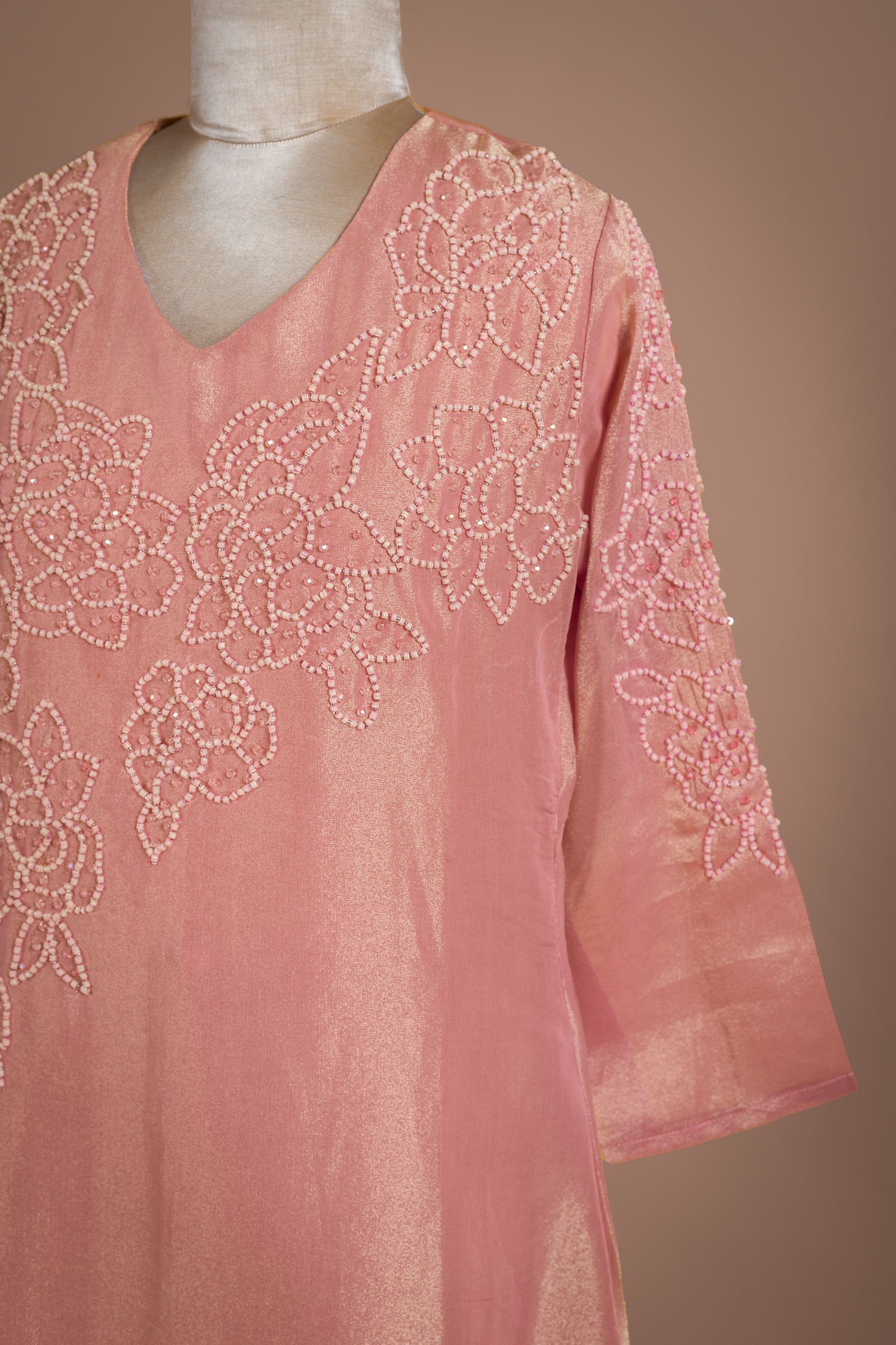 Afreen Dusty Pink Shimmer Silk Blend Anarkali