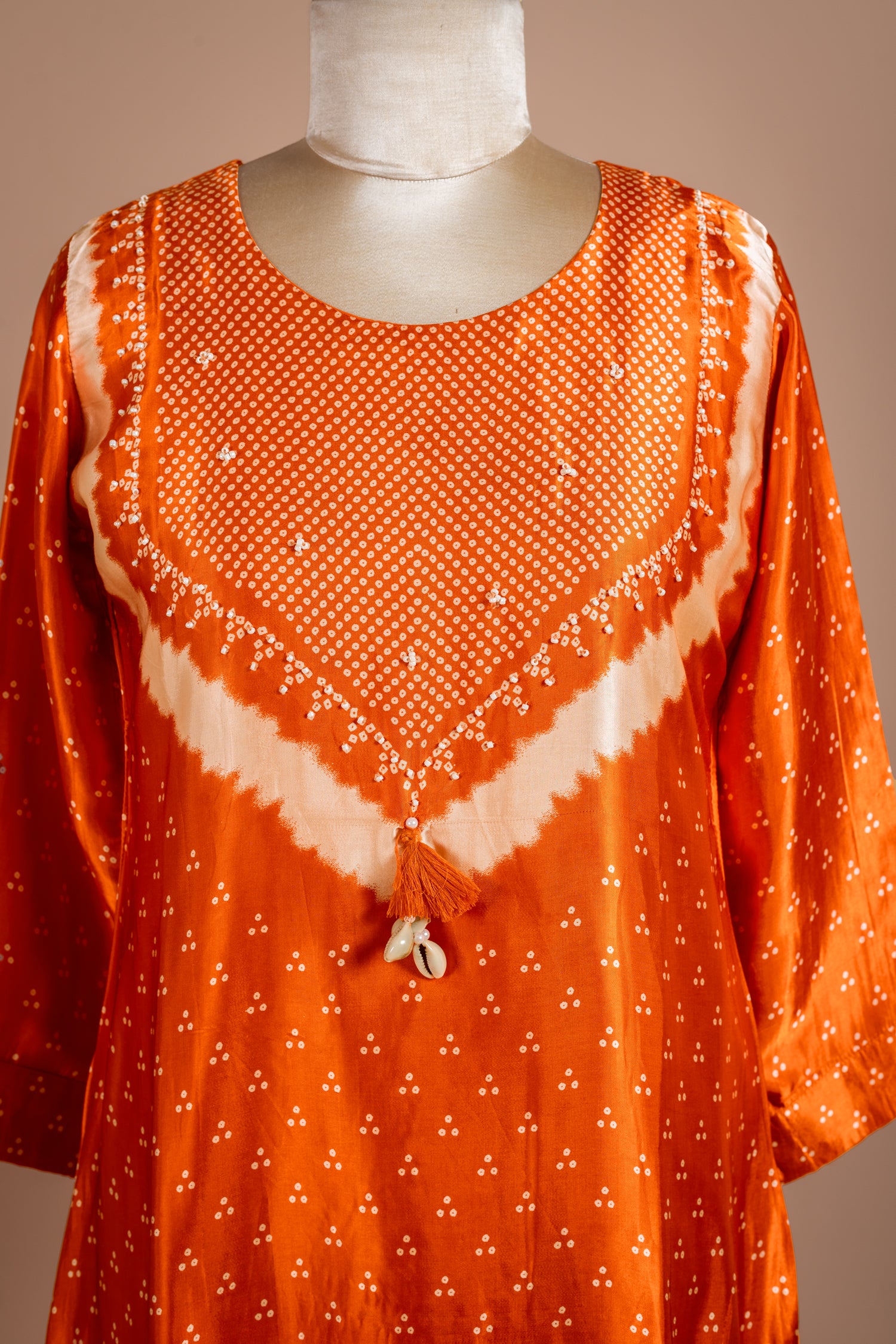 Luxe Orange and White Satin Silk Set