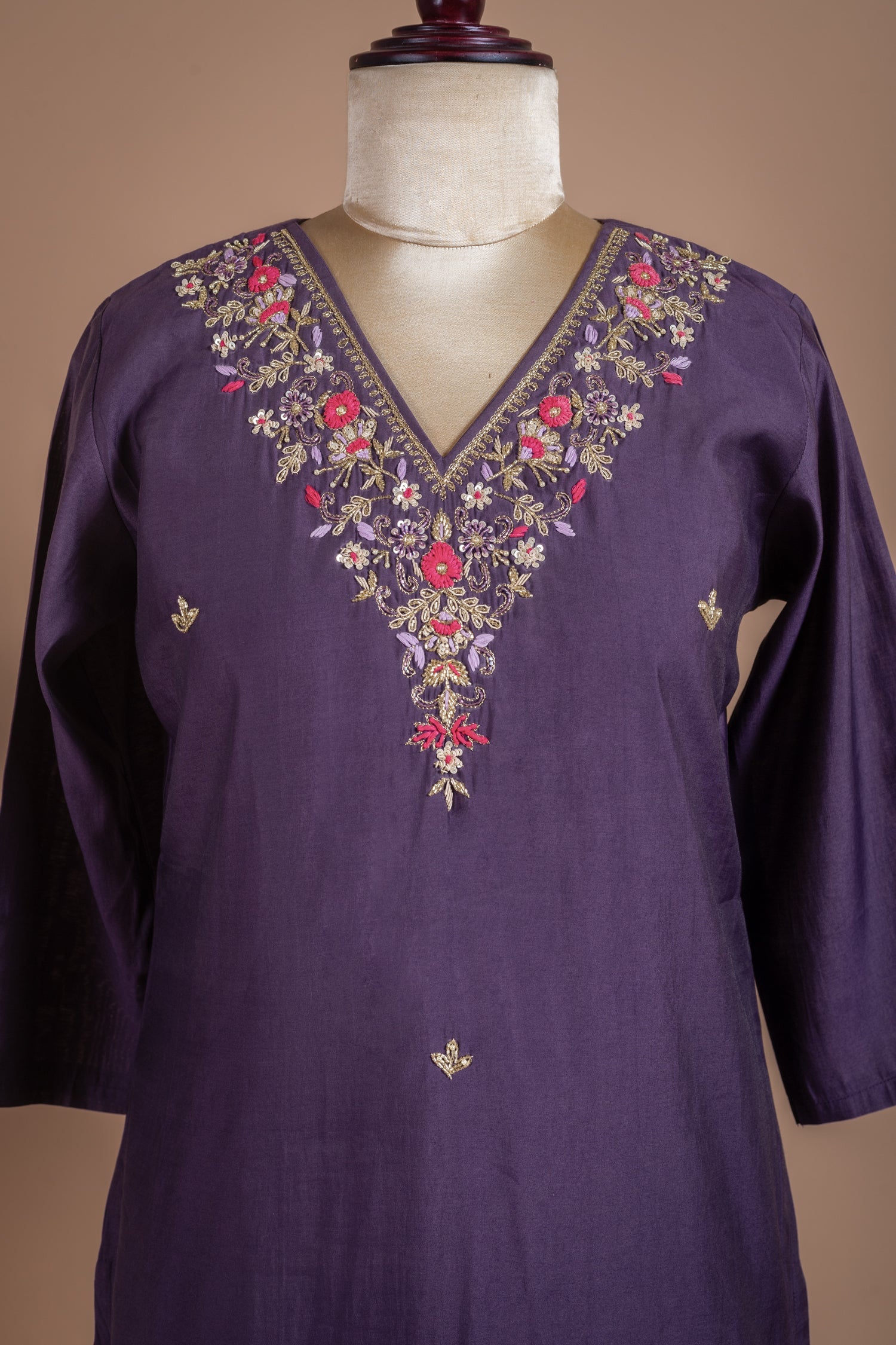 Roze Muslin Readymade Purple Set Sterling House