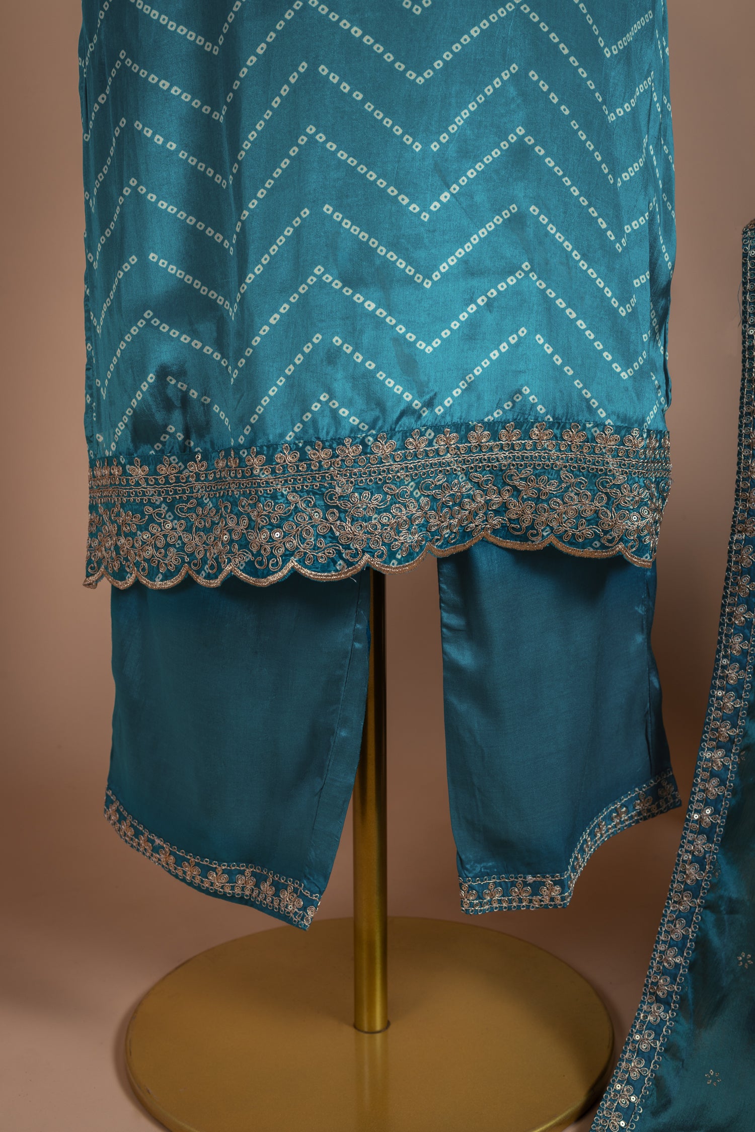 Luxe Blue Soft Shimmer Silk Readymade Suit Set