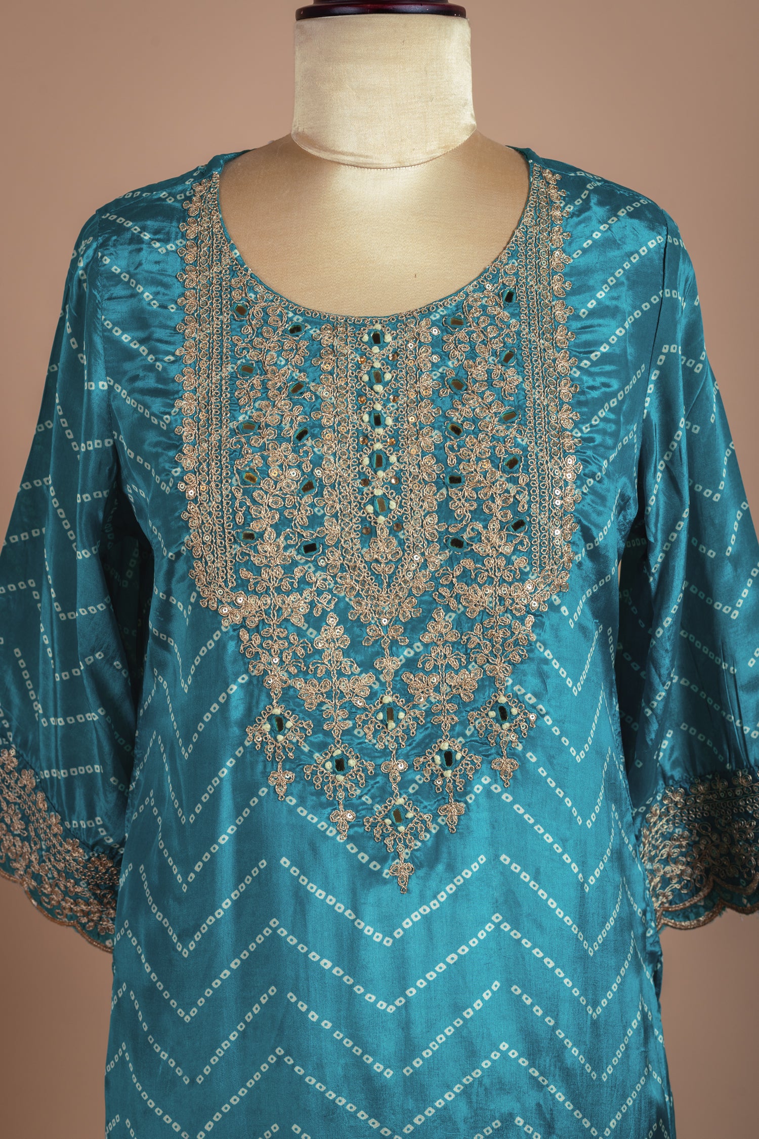 Luxe Blue Soft Shimmer Silk Readymade Suit Set