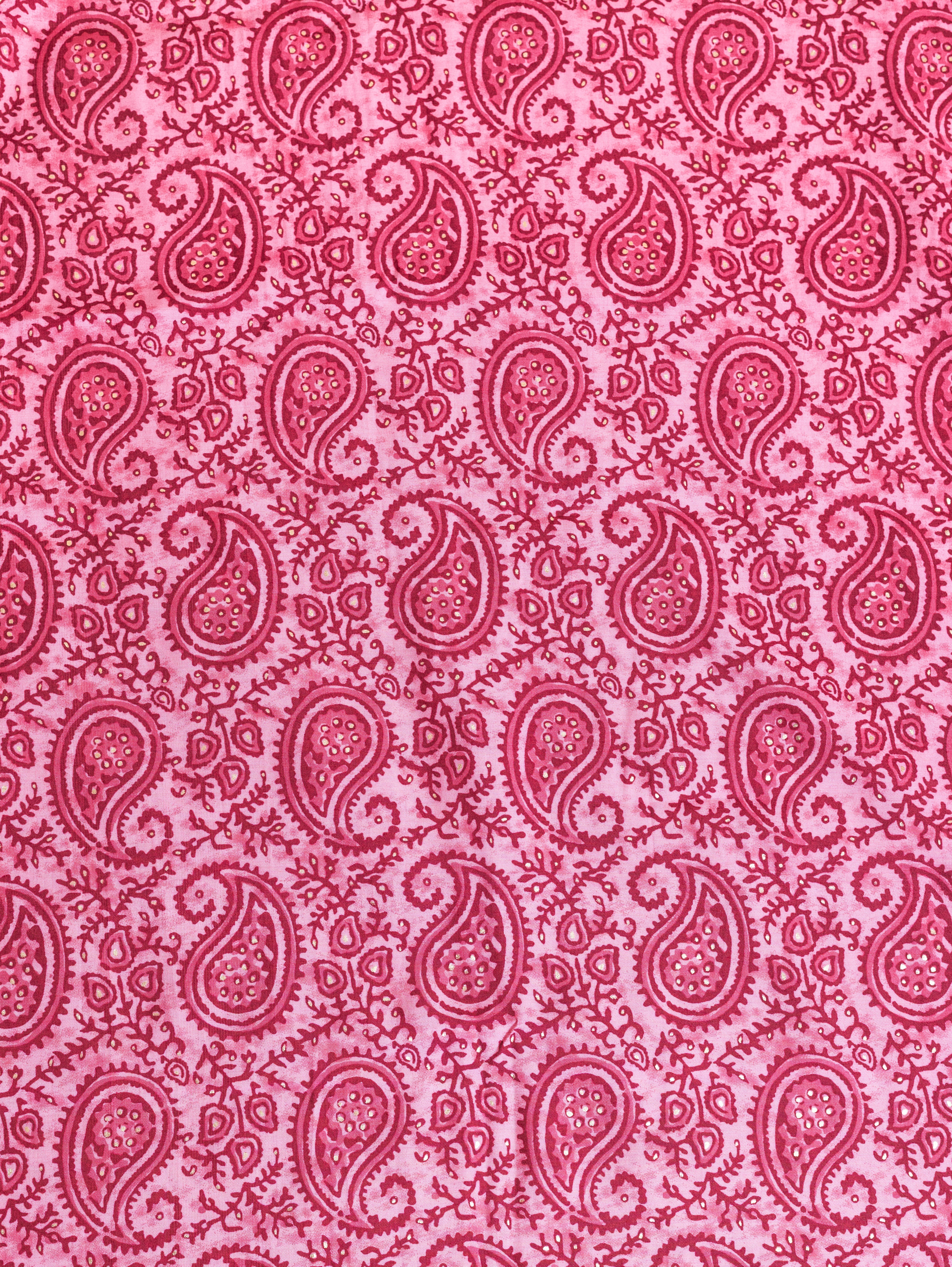 Roze Pink Muslin Fabric with Paisley Print Sterling House