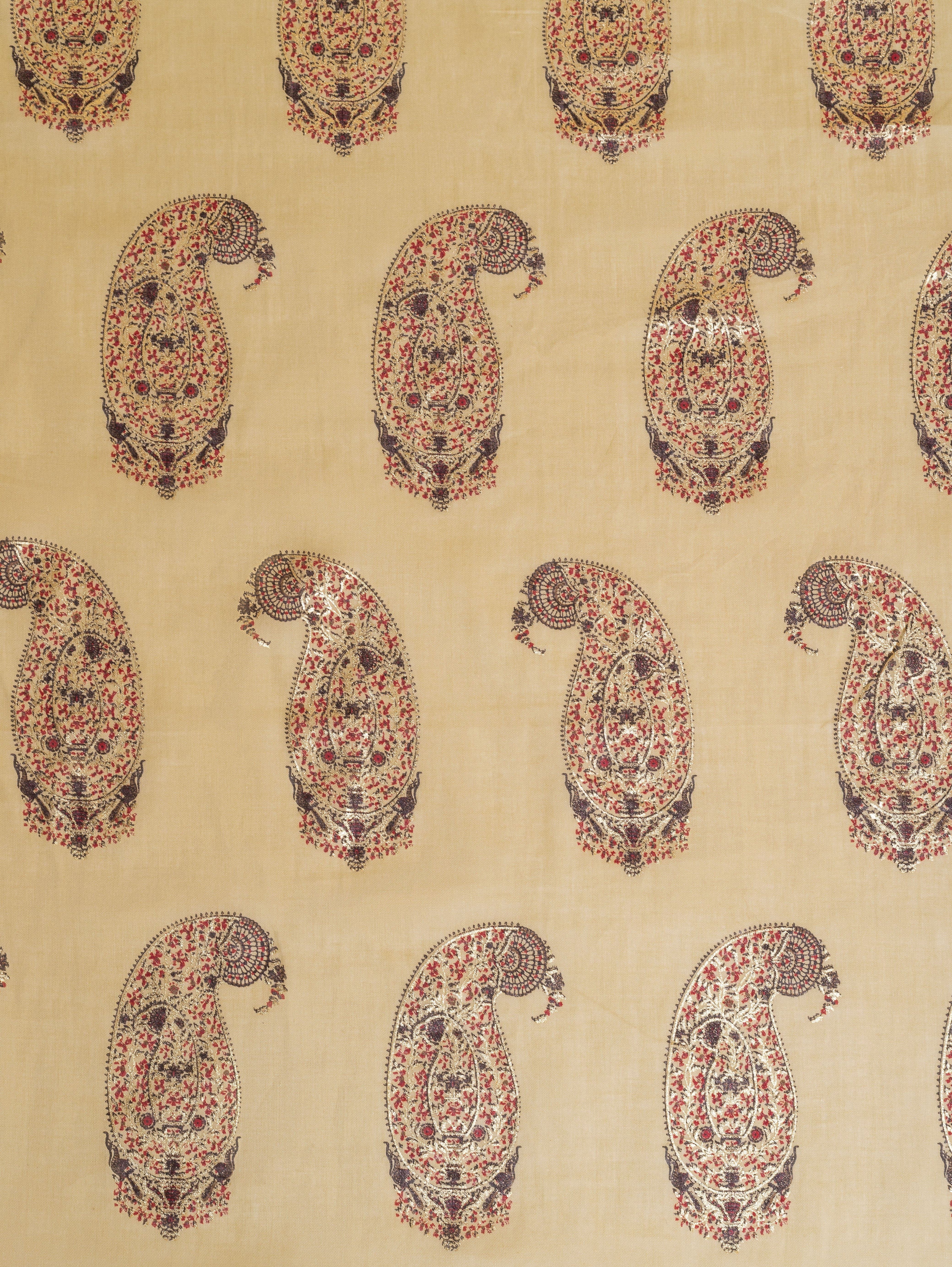 Roze Warm Olive Mul Cotton Fabric with Paisley Print Sterling House