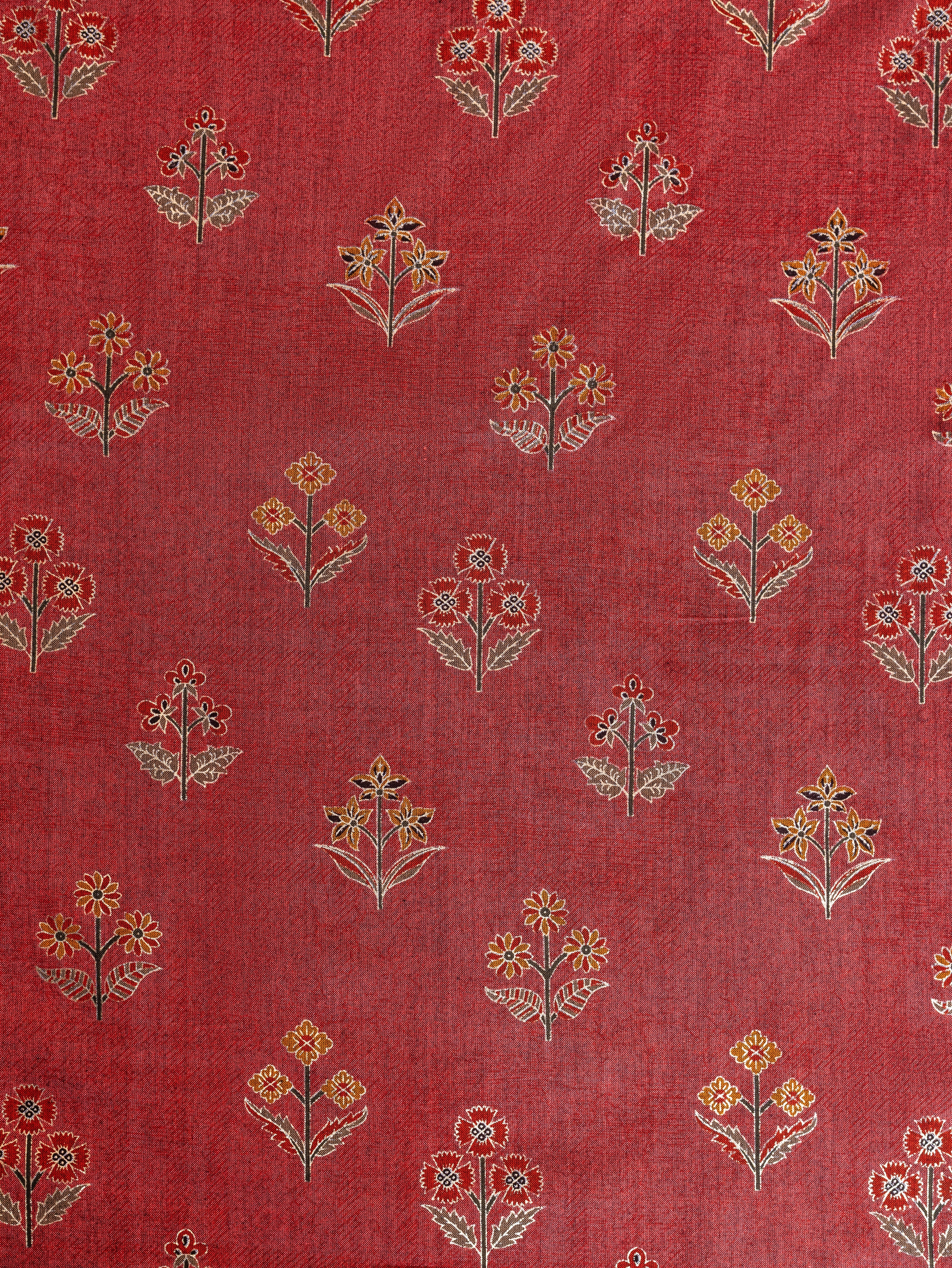 Roze Rust Rayon Fabric with Floral Print and Foil Detailing Sterling House