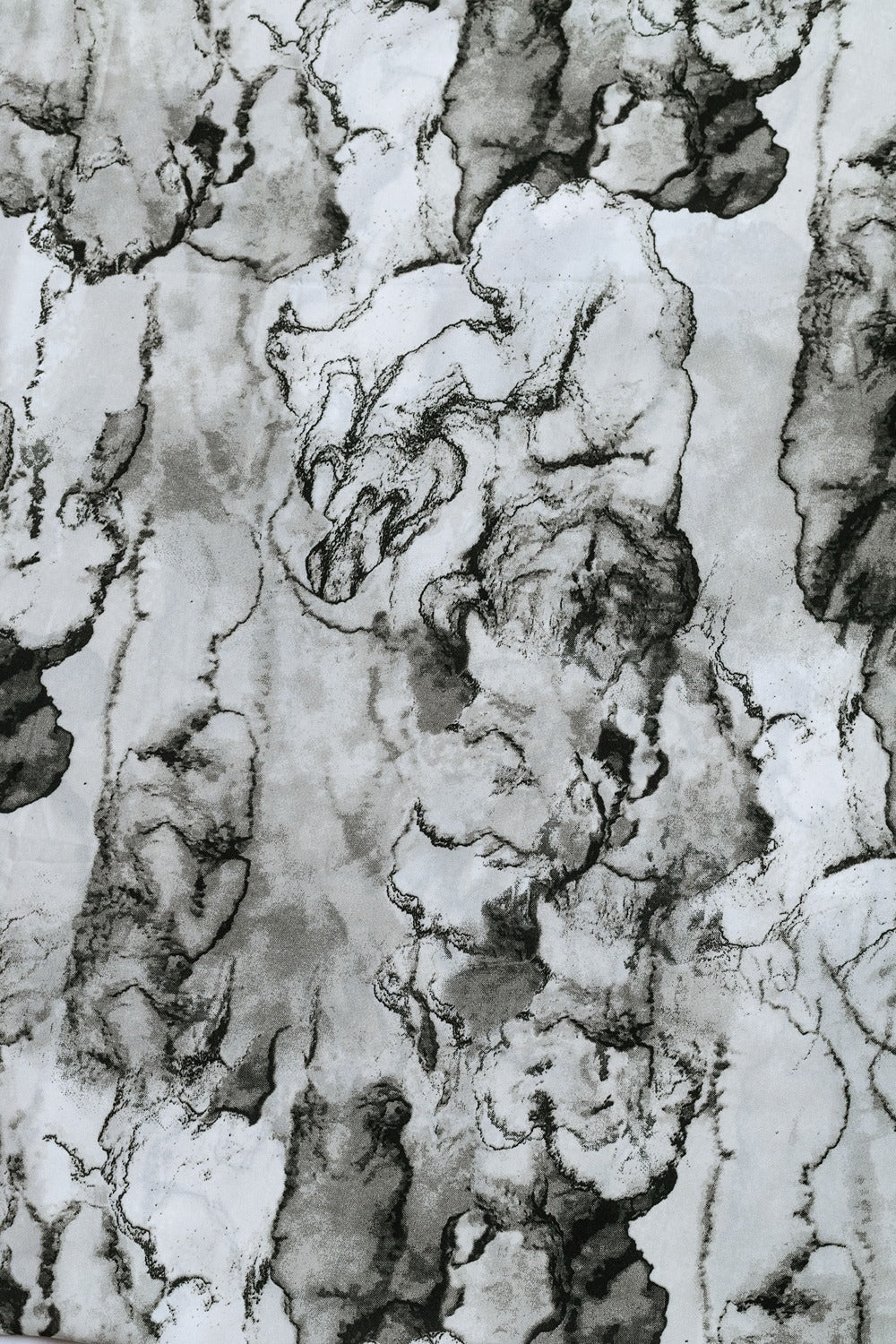 Roze Black & Grey with Ivory Marble Printed Double Georgette Fabric