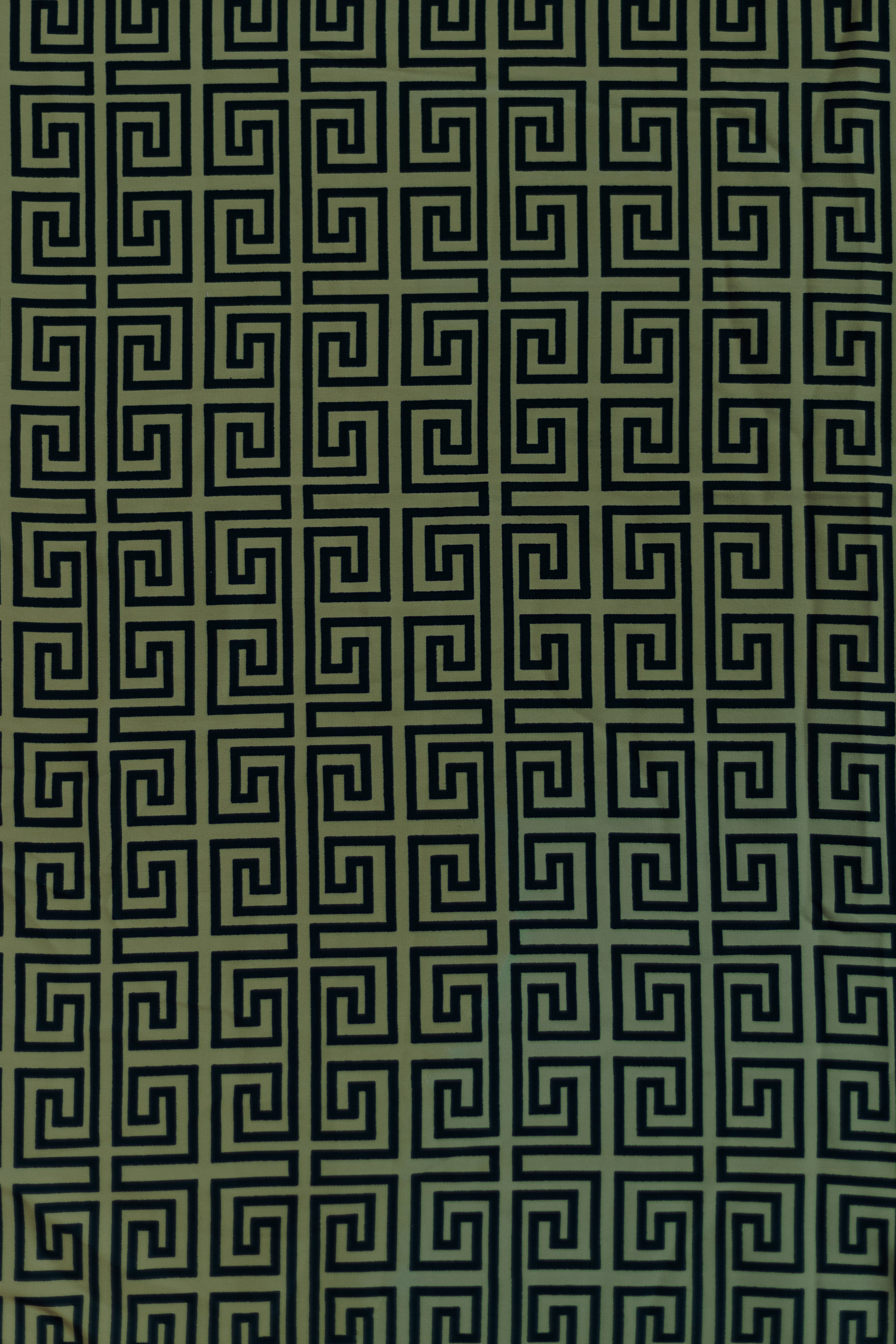Roze Olive Green & Black Geometric Printed Crepe Fabric