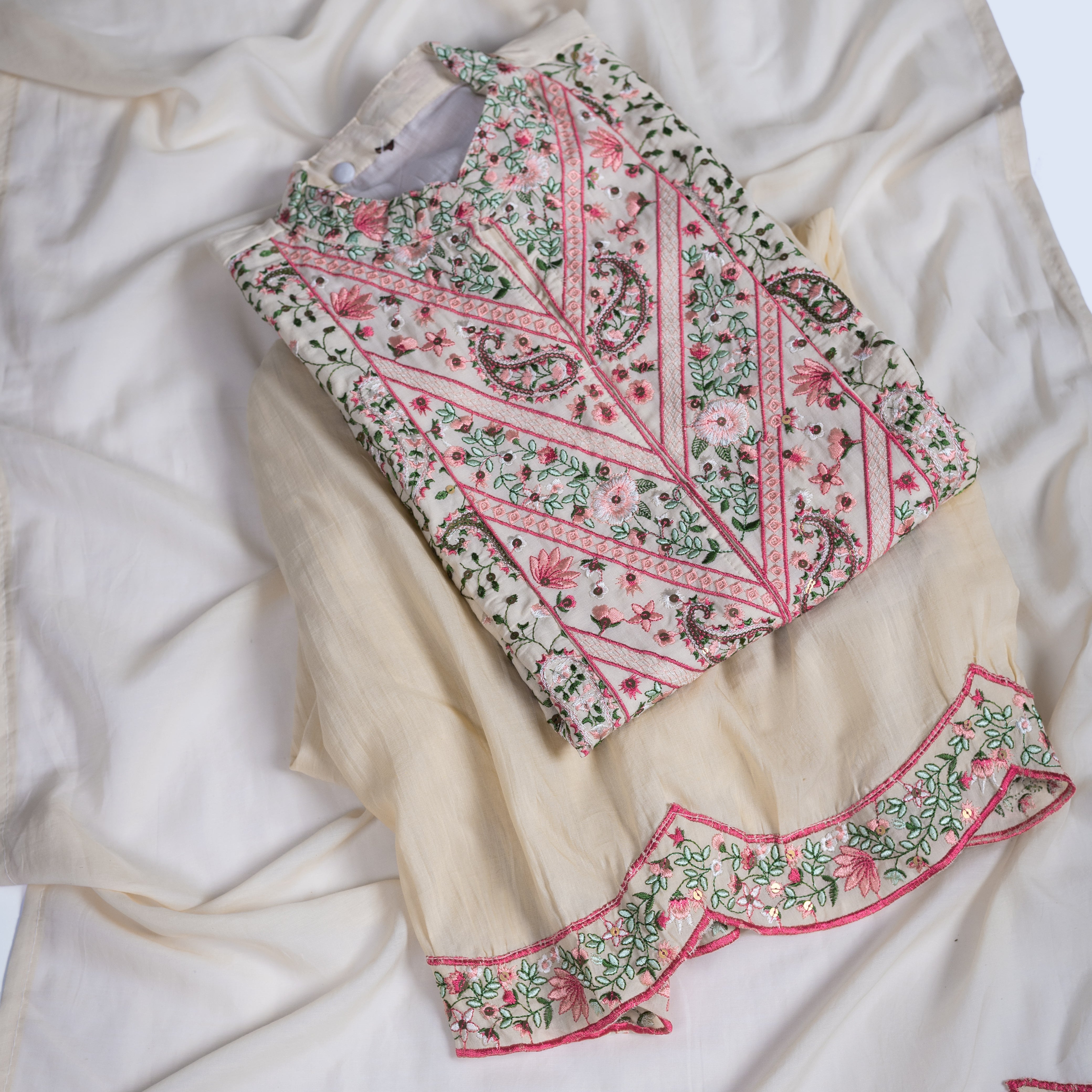 Luxe Ivory Short Embroidery Kurta set