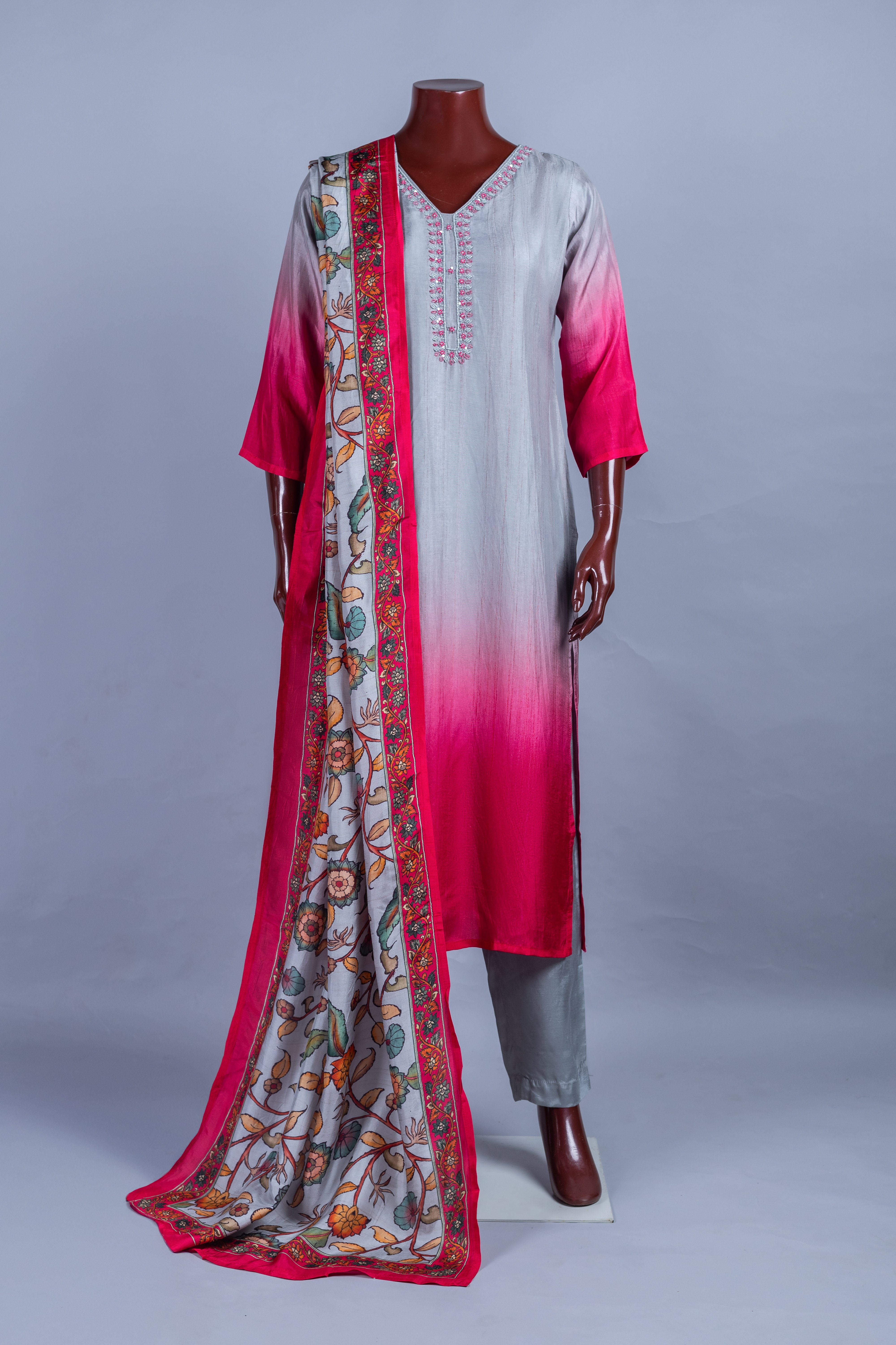 Luxe Pink Ombre Readymade Suit Set