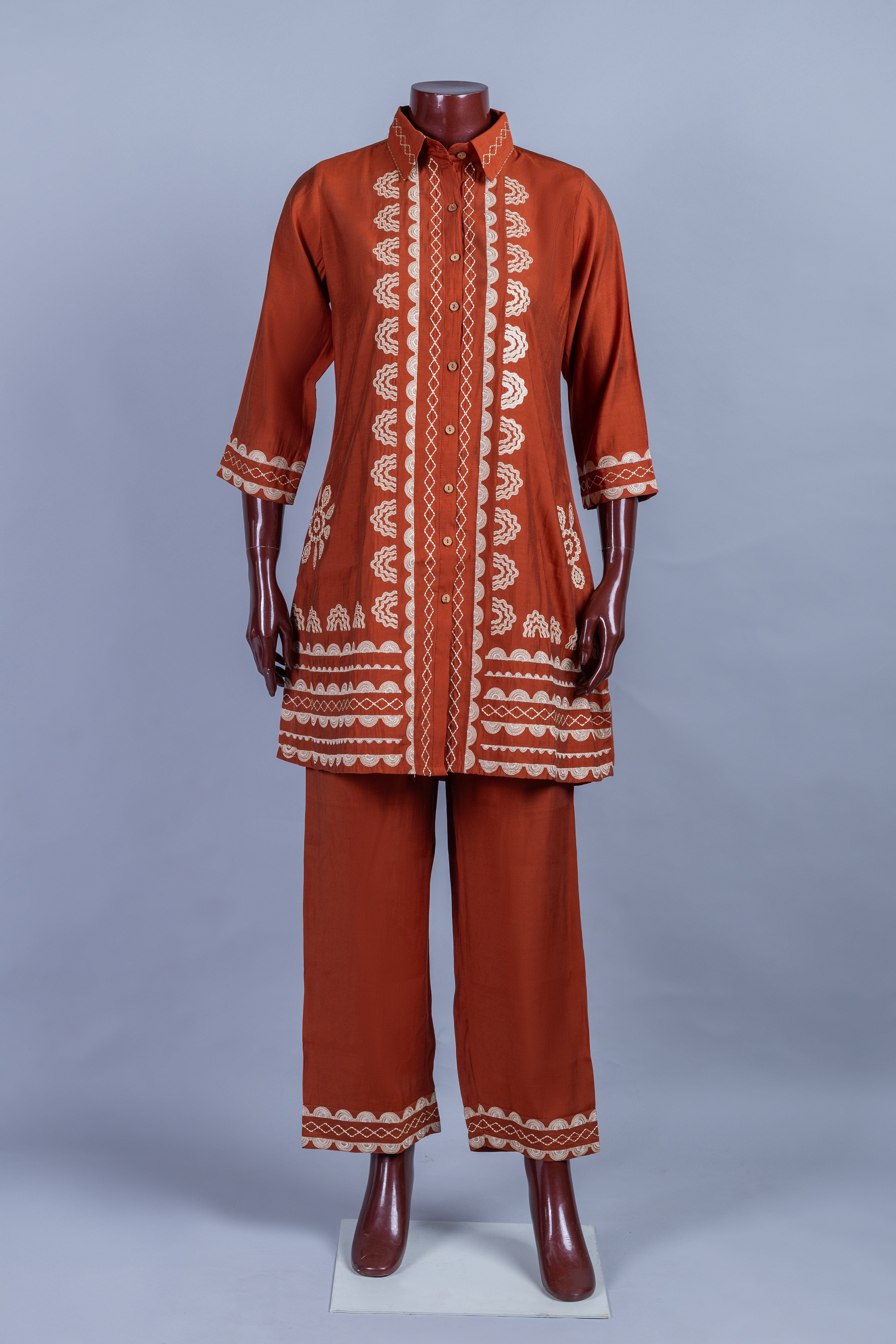 Afreen Rust Button Down Co- ord Set