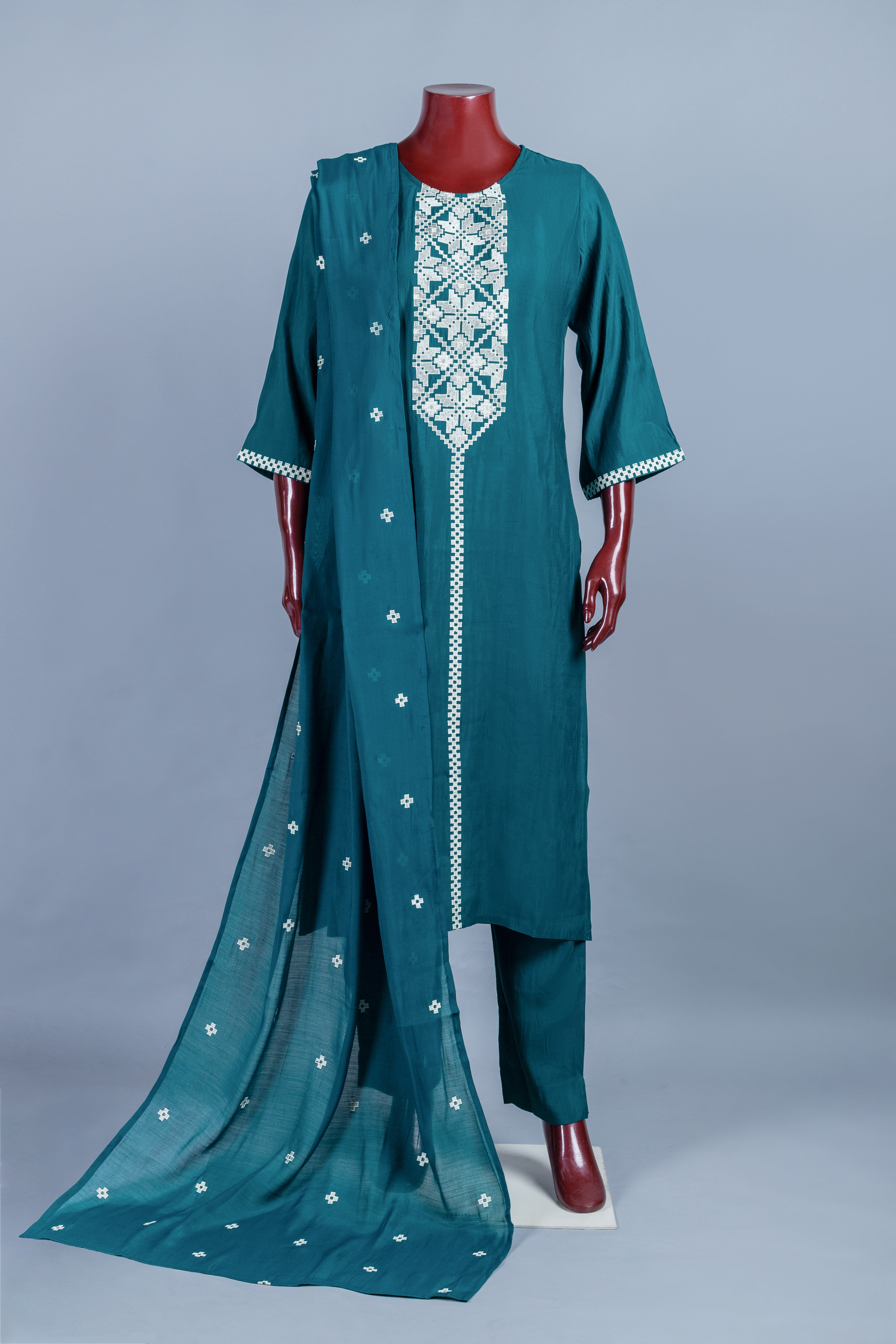 Afreen Dark Green Muslin Set