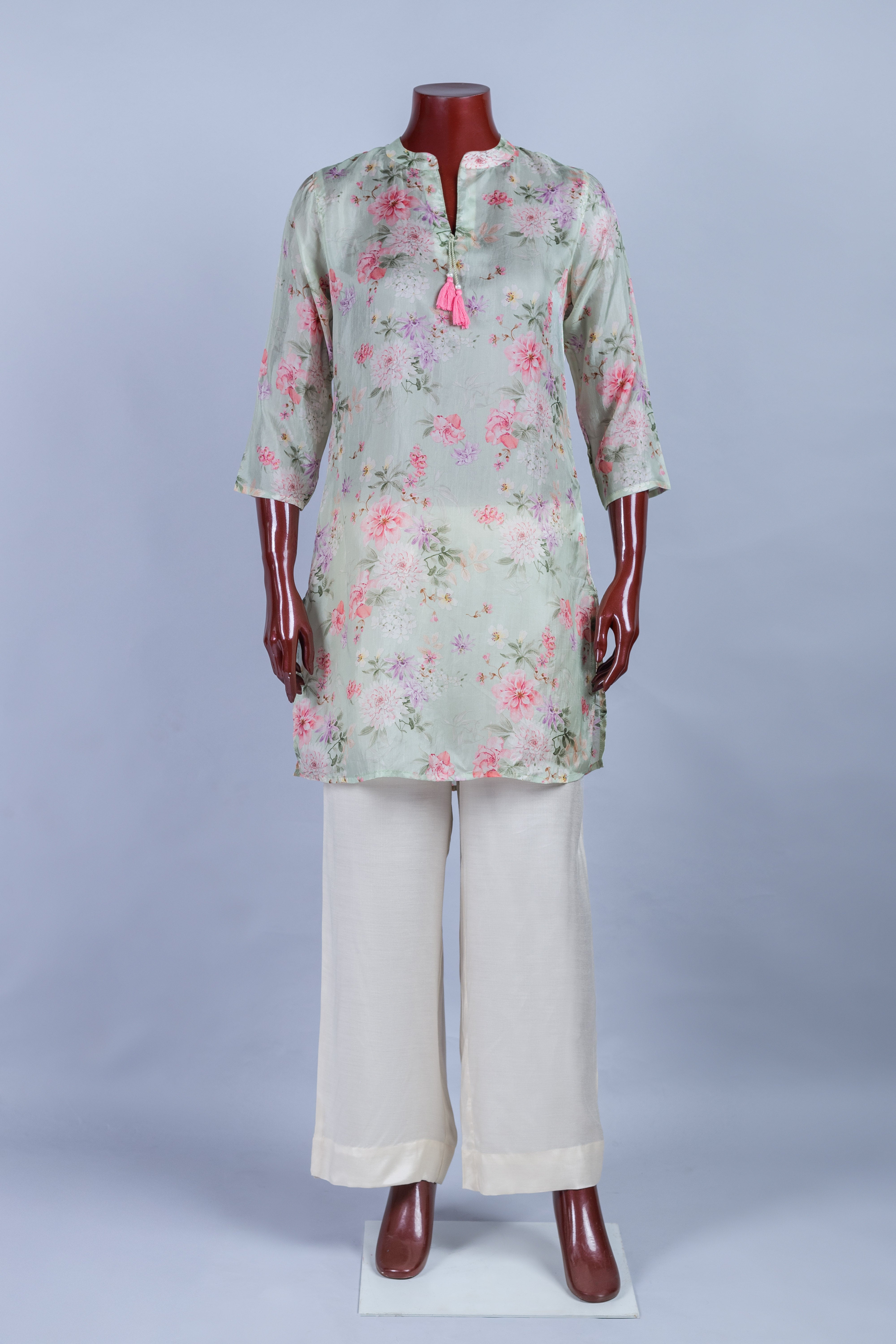 Afreen Pista Green Floral Print Set