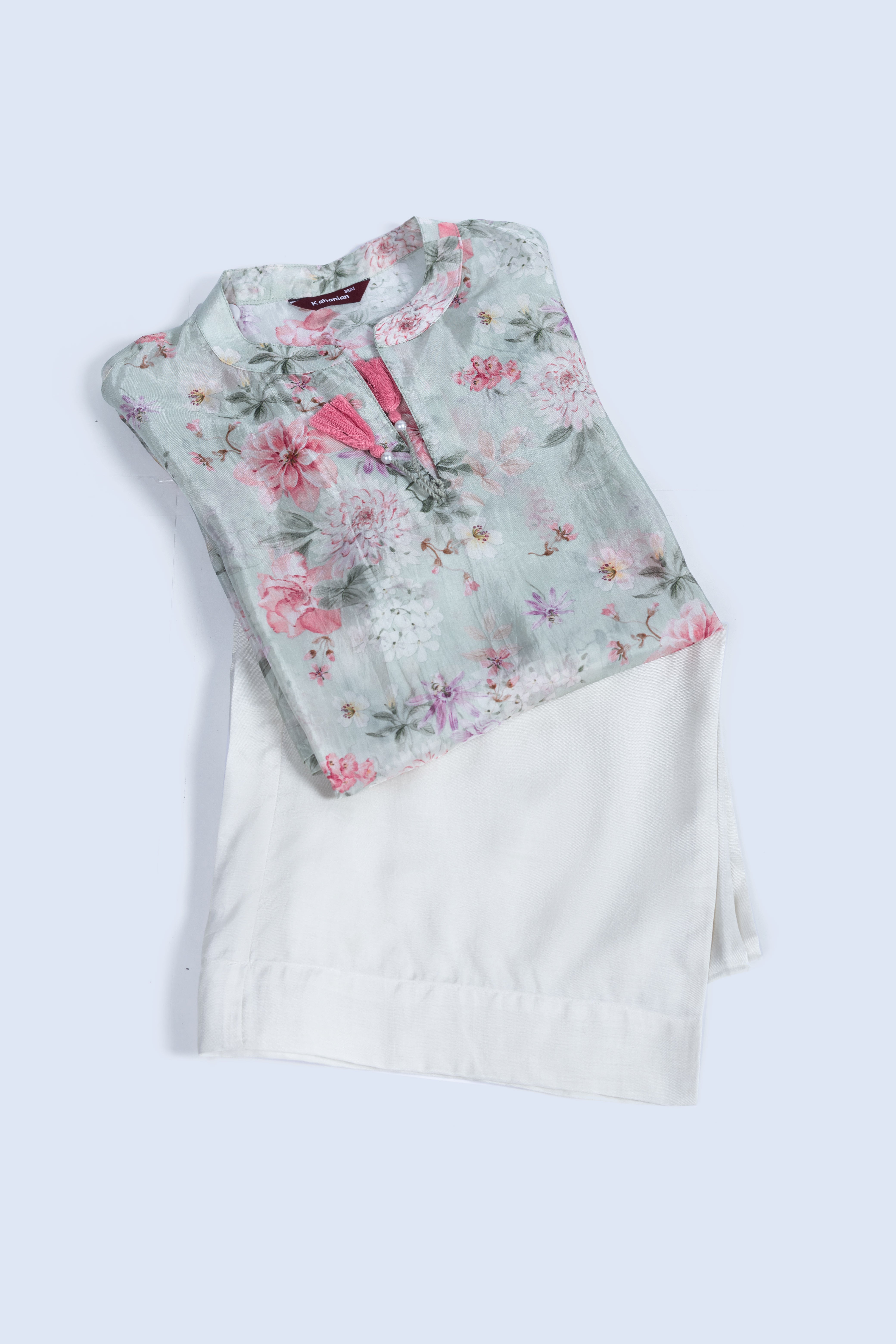 Afreen Pista Green Floral Print Set