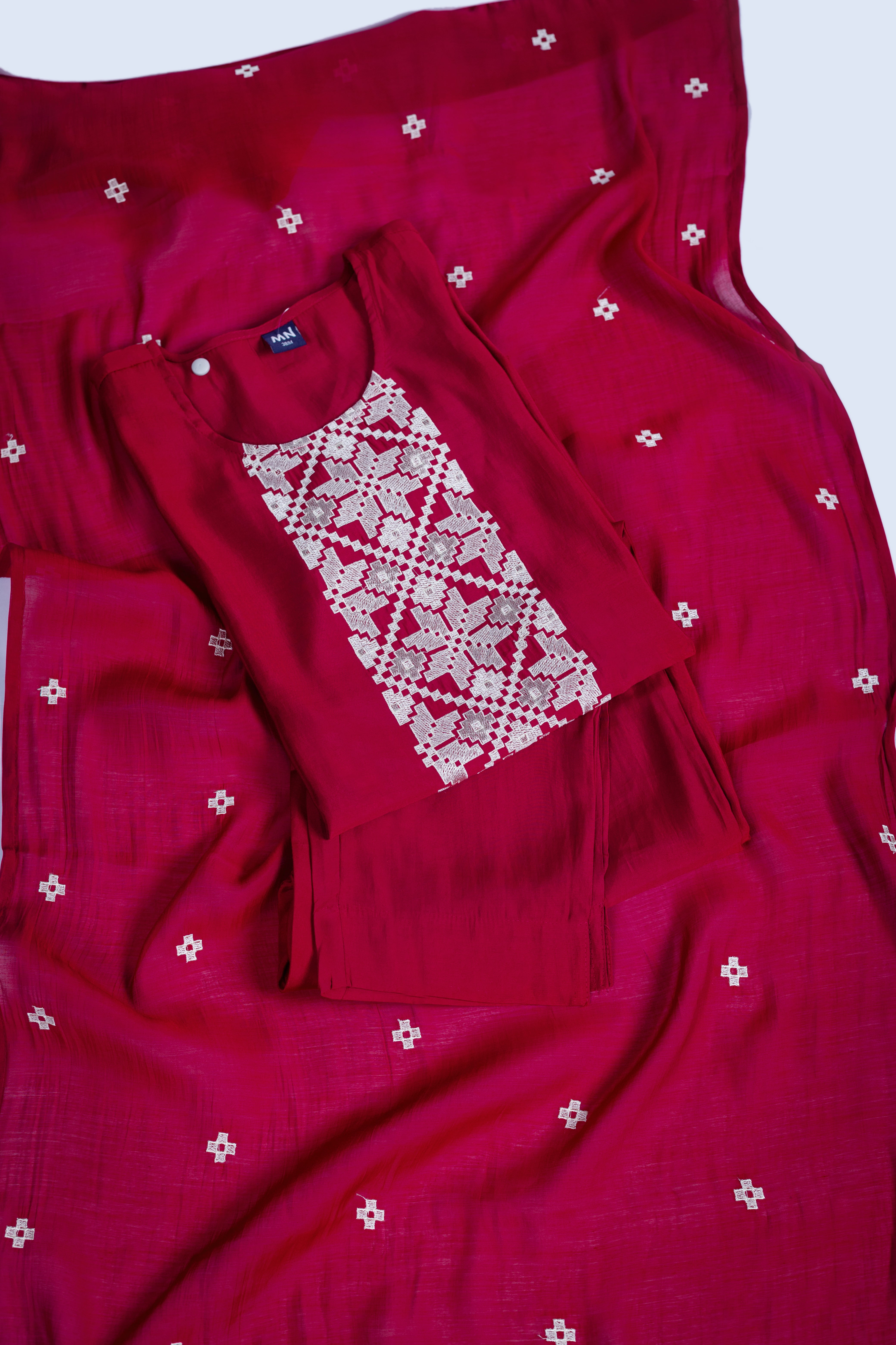 Afreen Dark Red Muslin Set