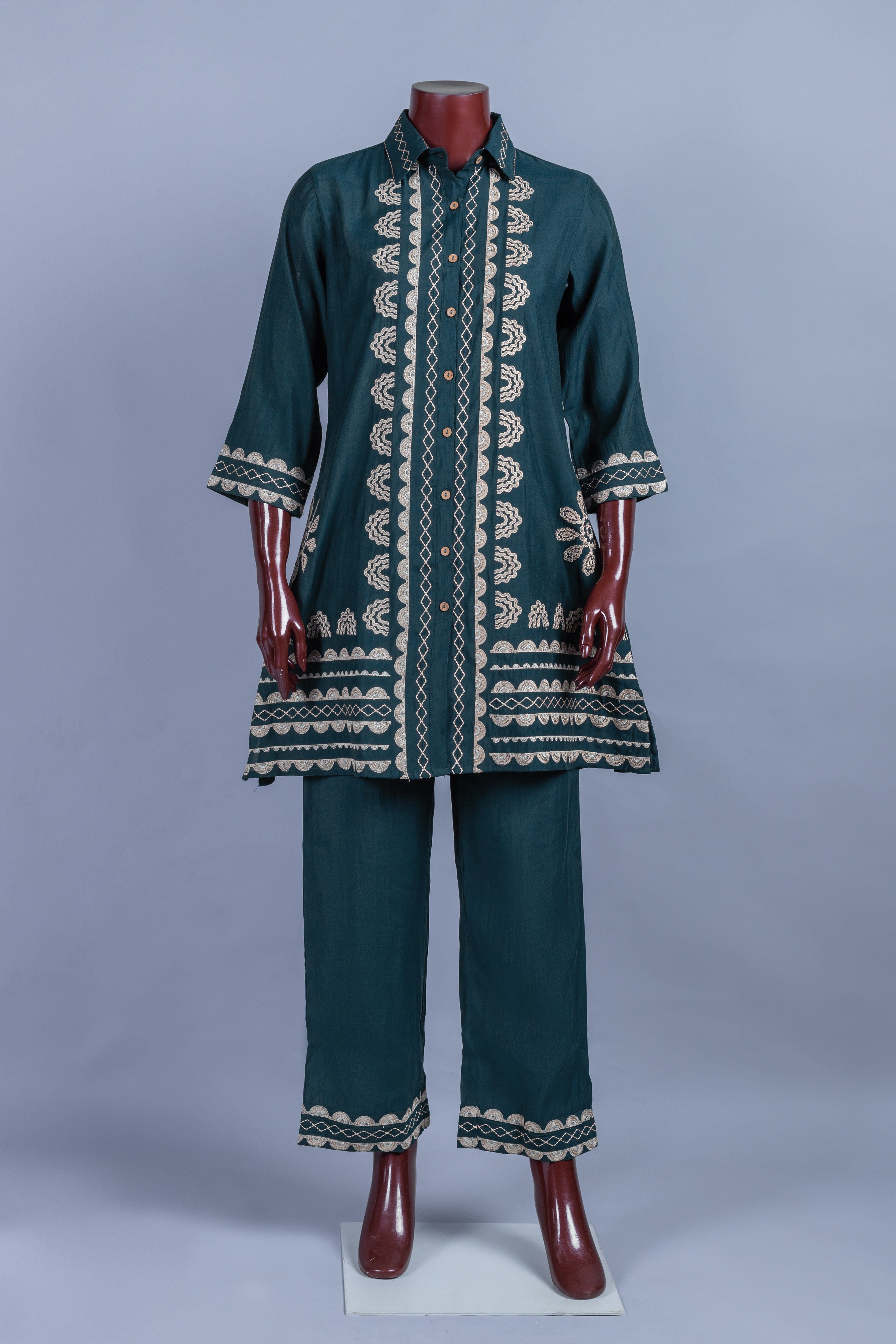 Afreen Blue Button-Down Co-ord set