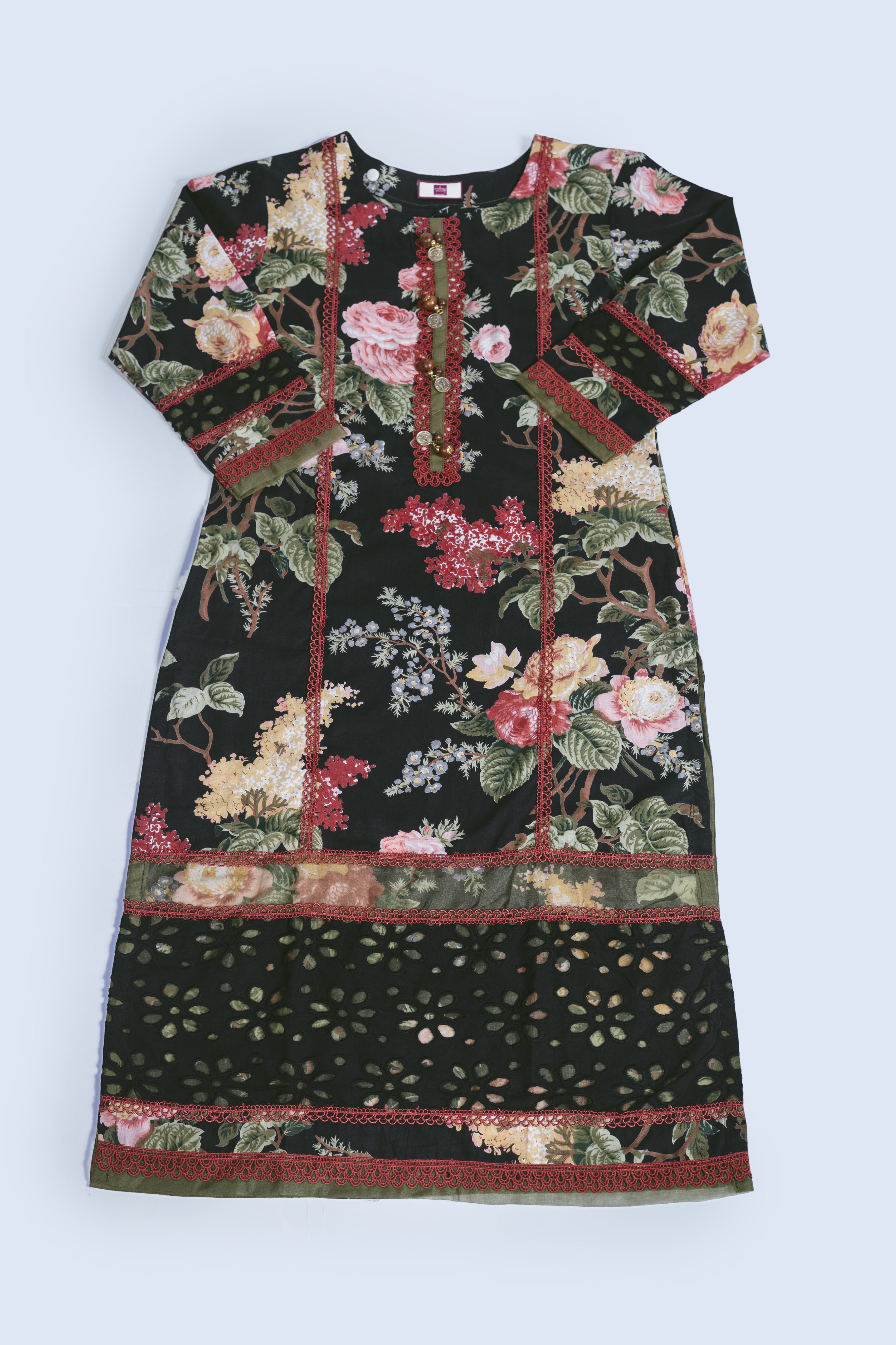 Afreen Black Floral Print Set