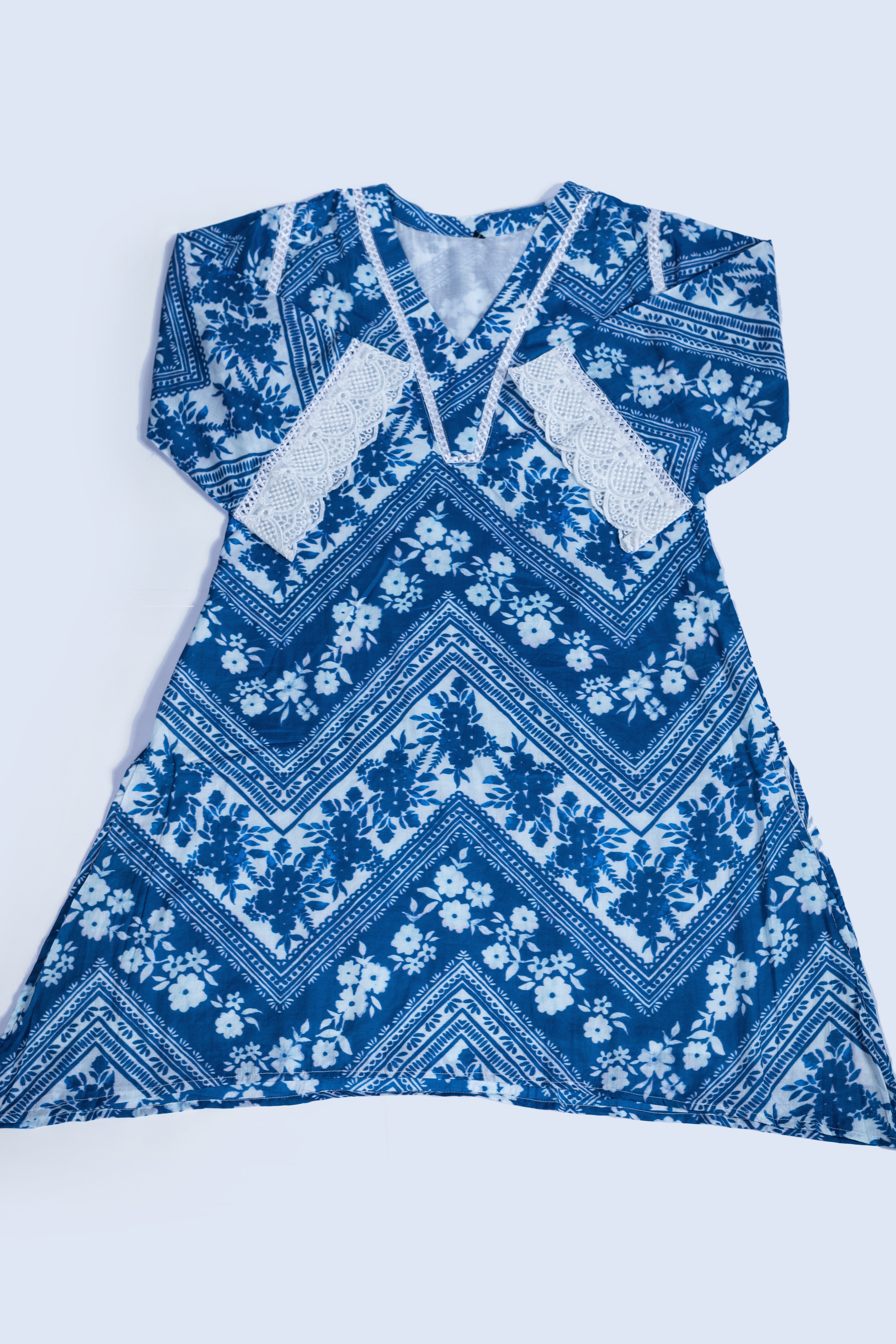 Roze Blue Floral Print Suit Set