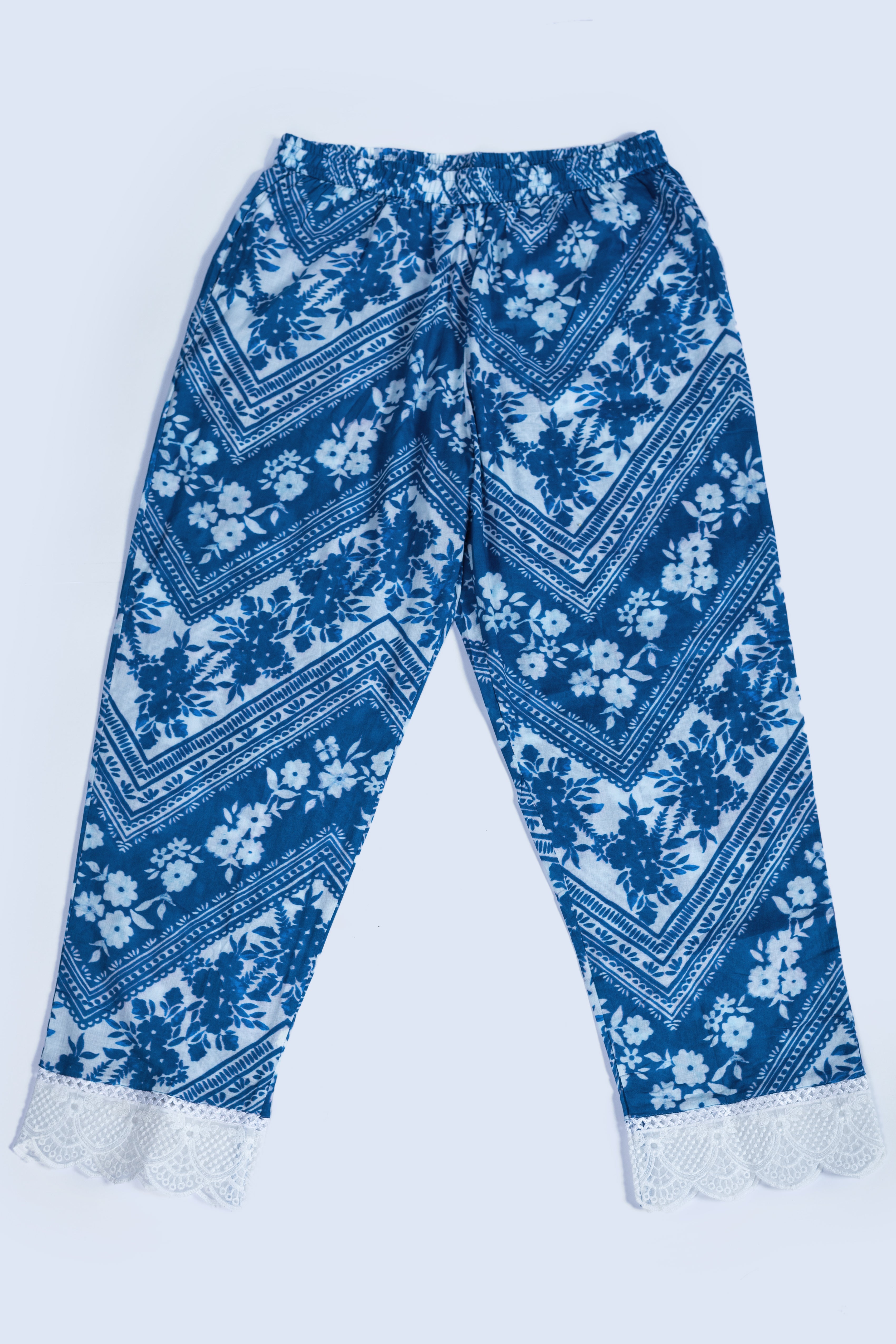 Roze Blue Floral Print Suit Set