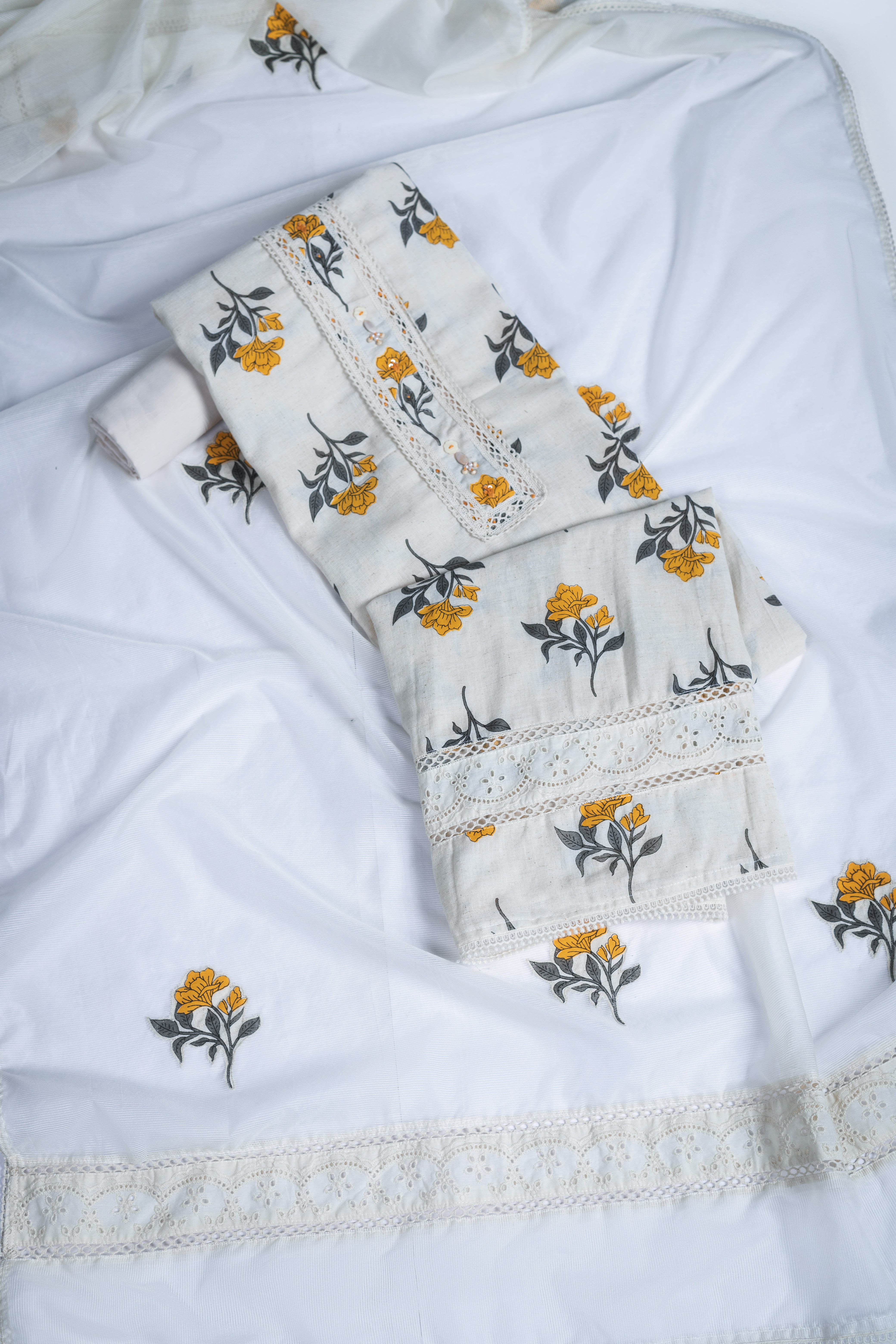 Afreen Cotton Fabric Unstitched Suit Set Sterling House