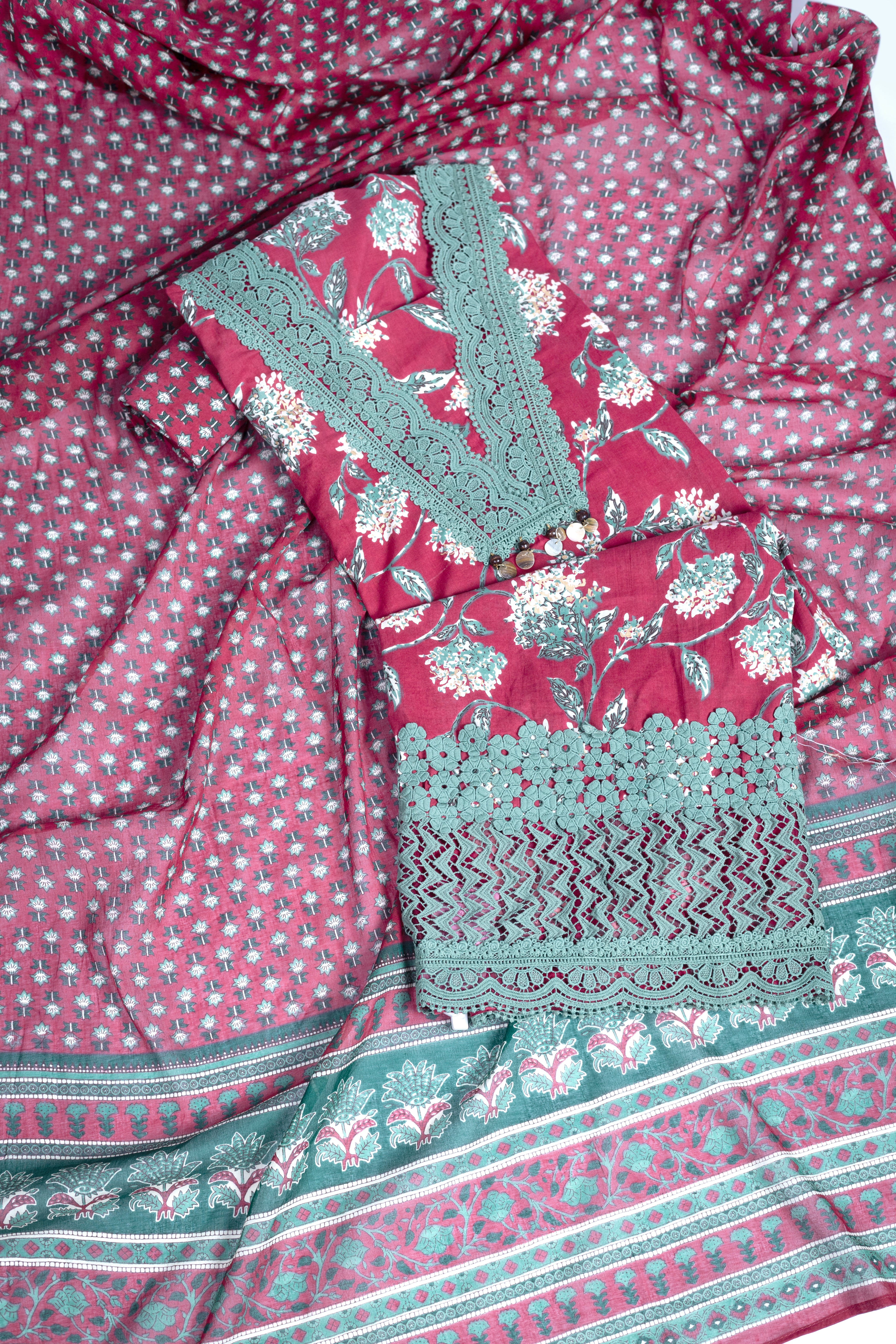 Roze Red Floral Print Suit Set