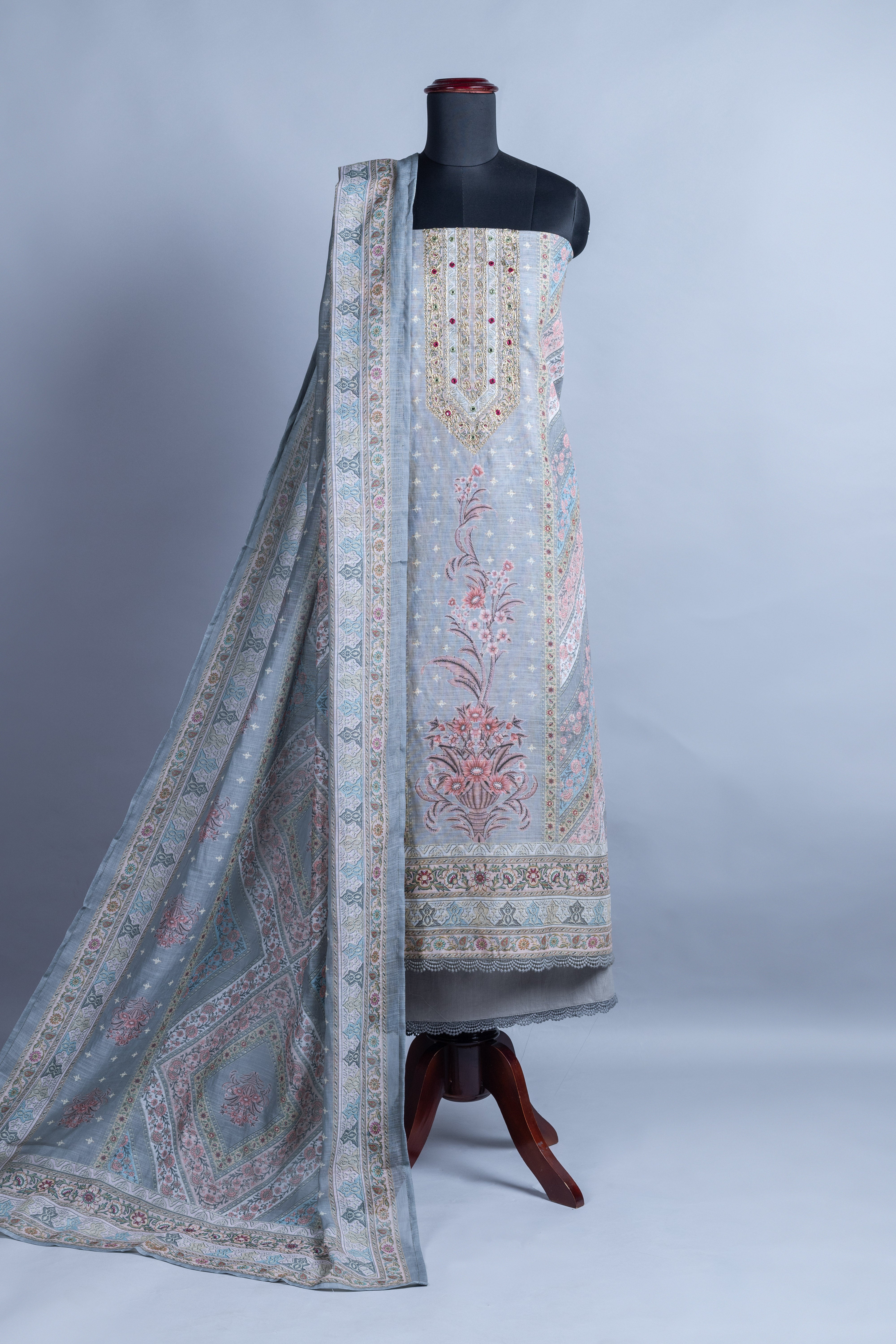 Anokhi Printed Floral Unstitched Suit Set