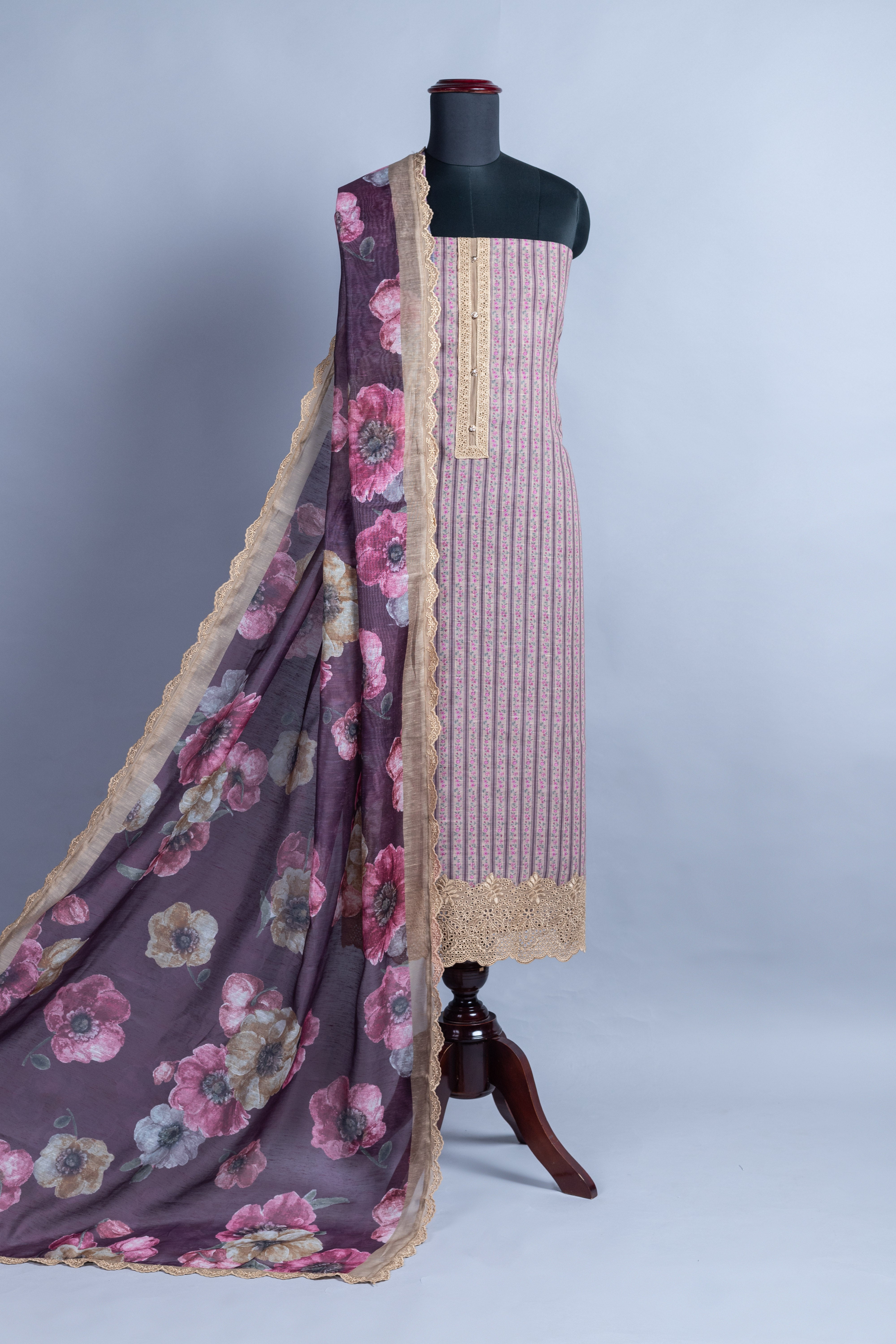 Luxe Printed Linen Unstitched Suit Set