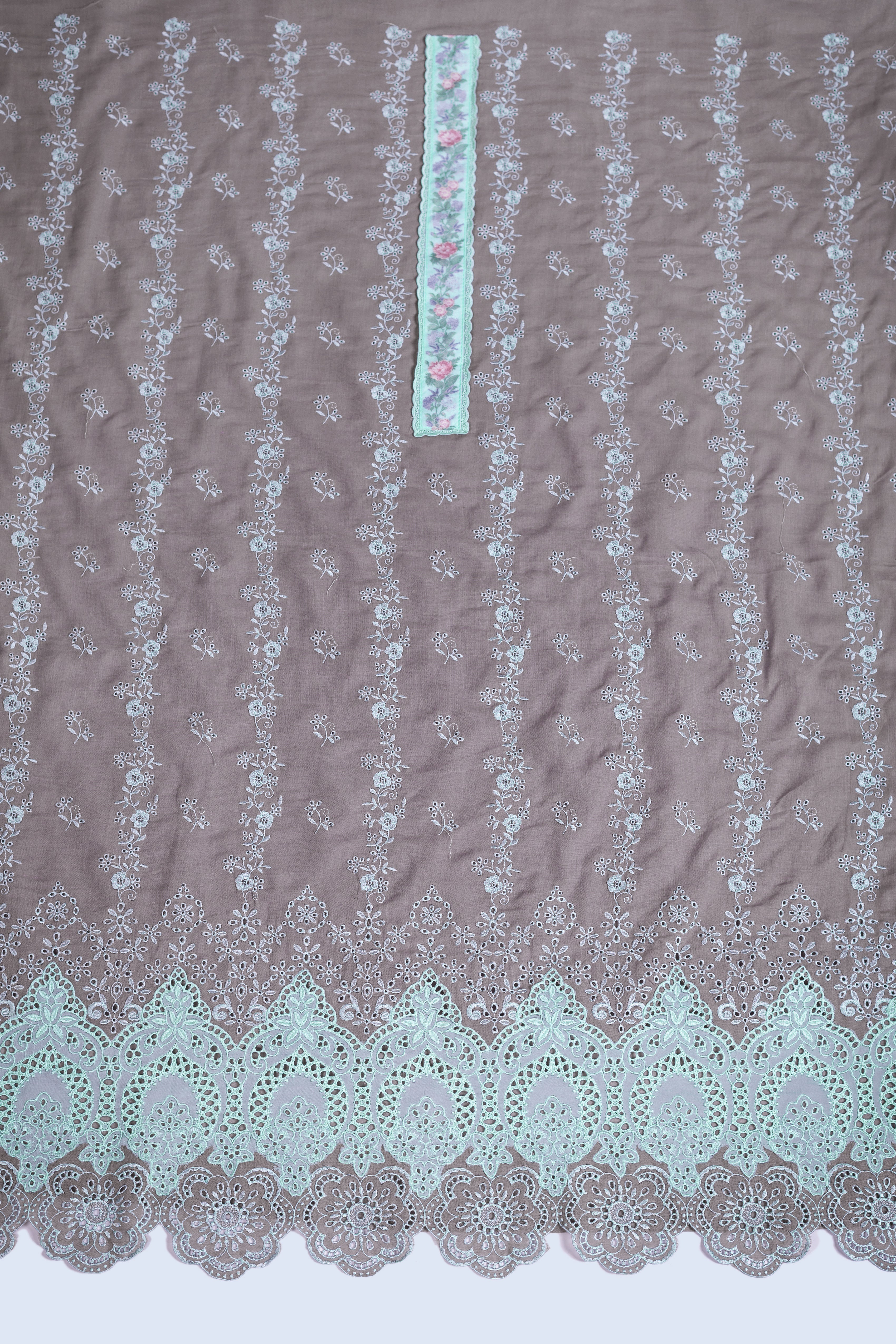 Linen Cotton Blue Embroidered Suit set