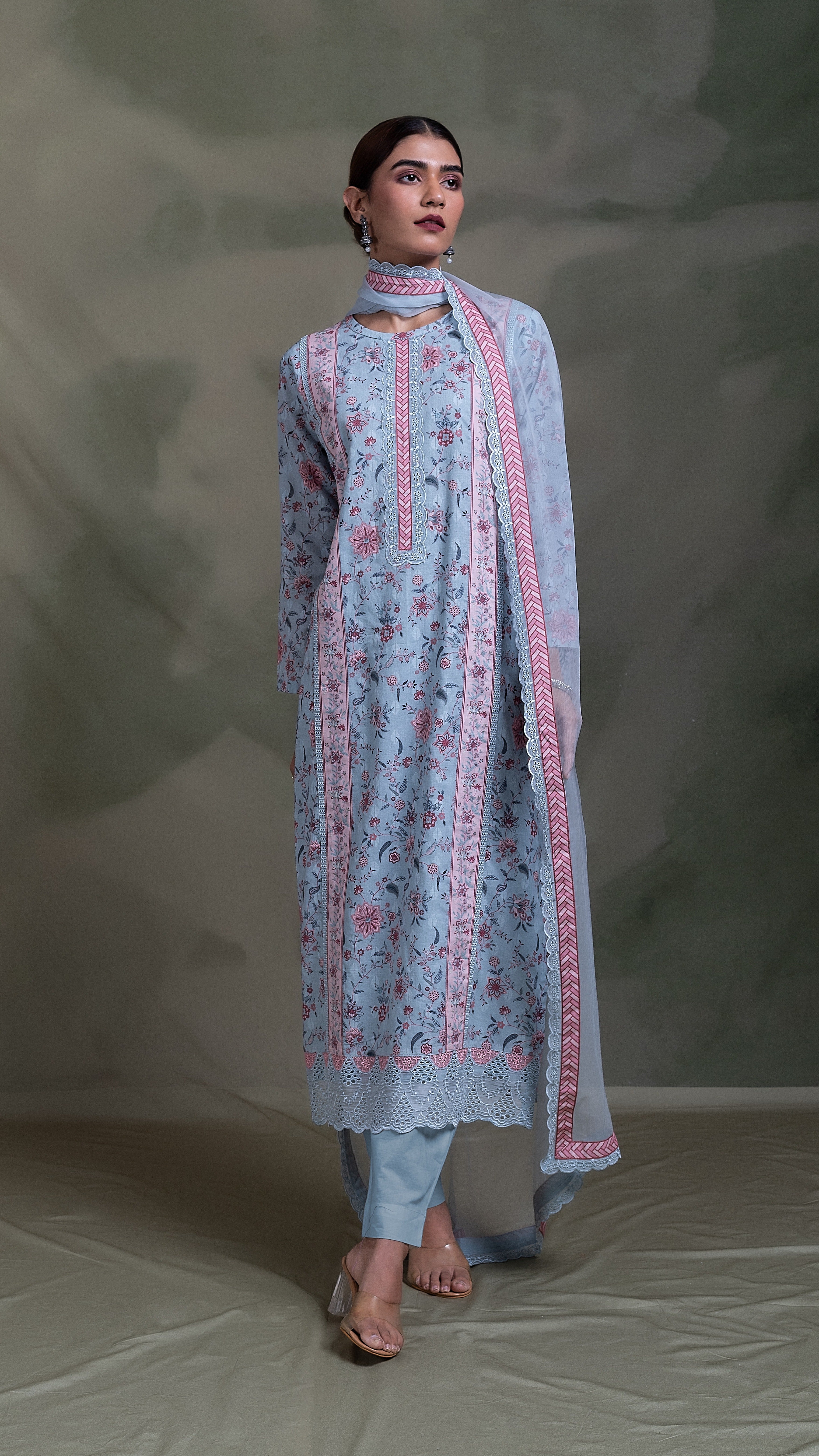 Afreen Multi Color Floral Print Unstitched Suit Set