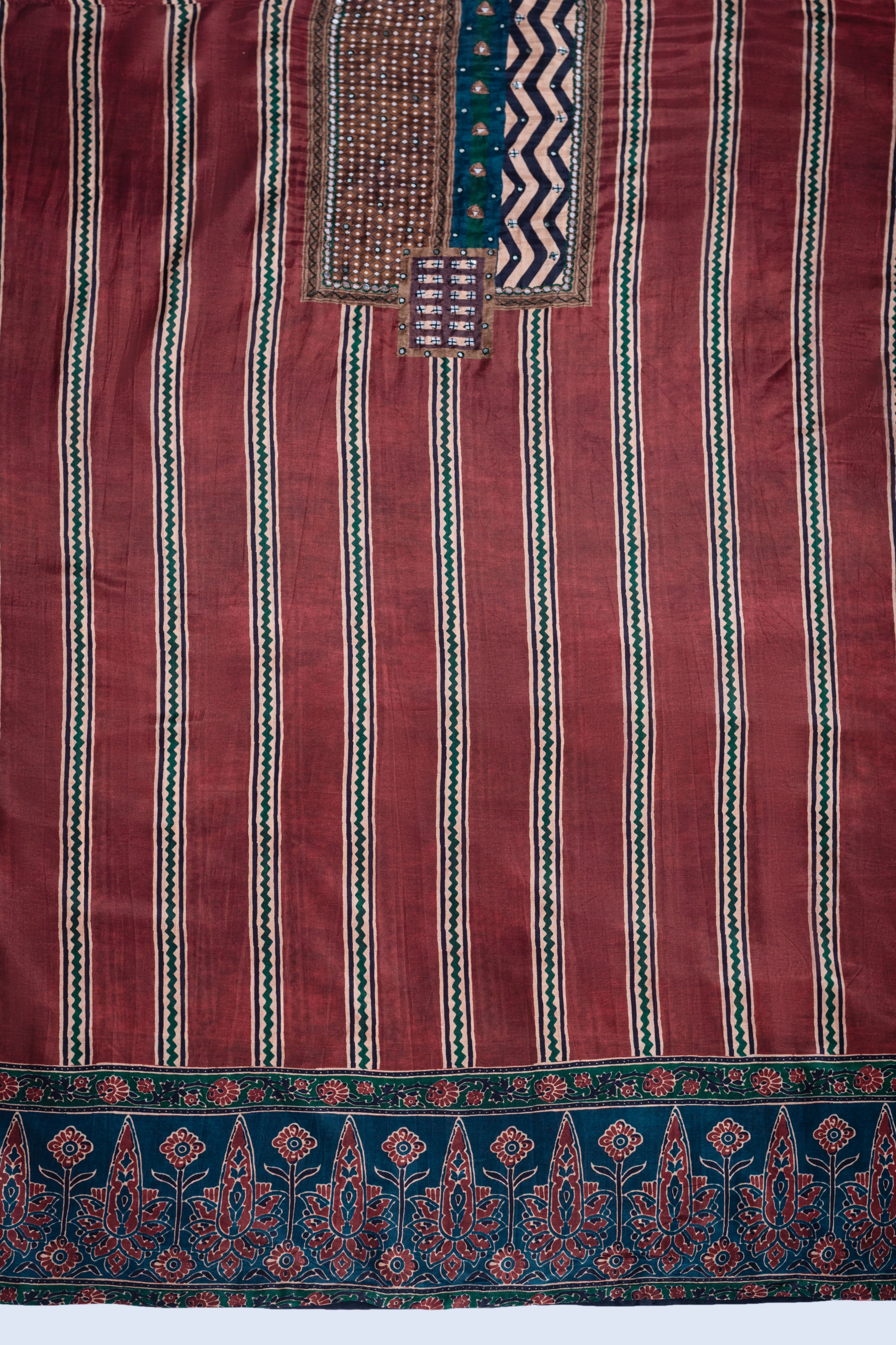 Roze Maroon Muslin Suit Set