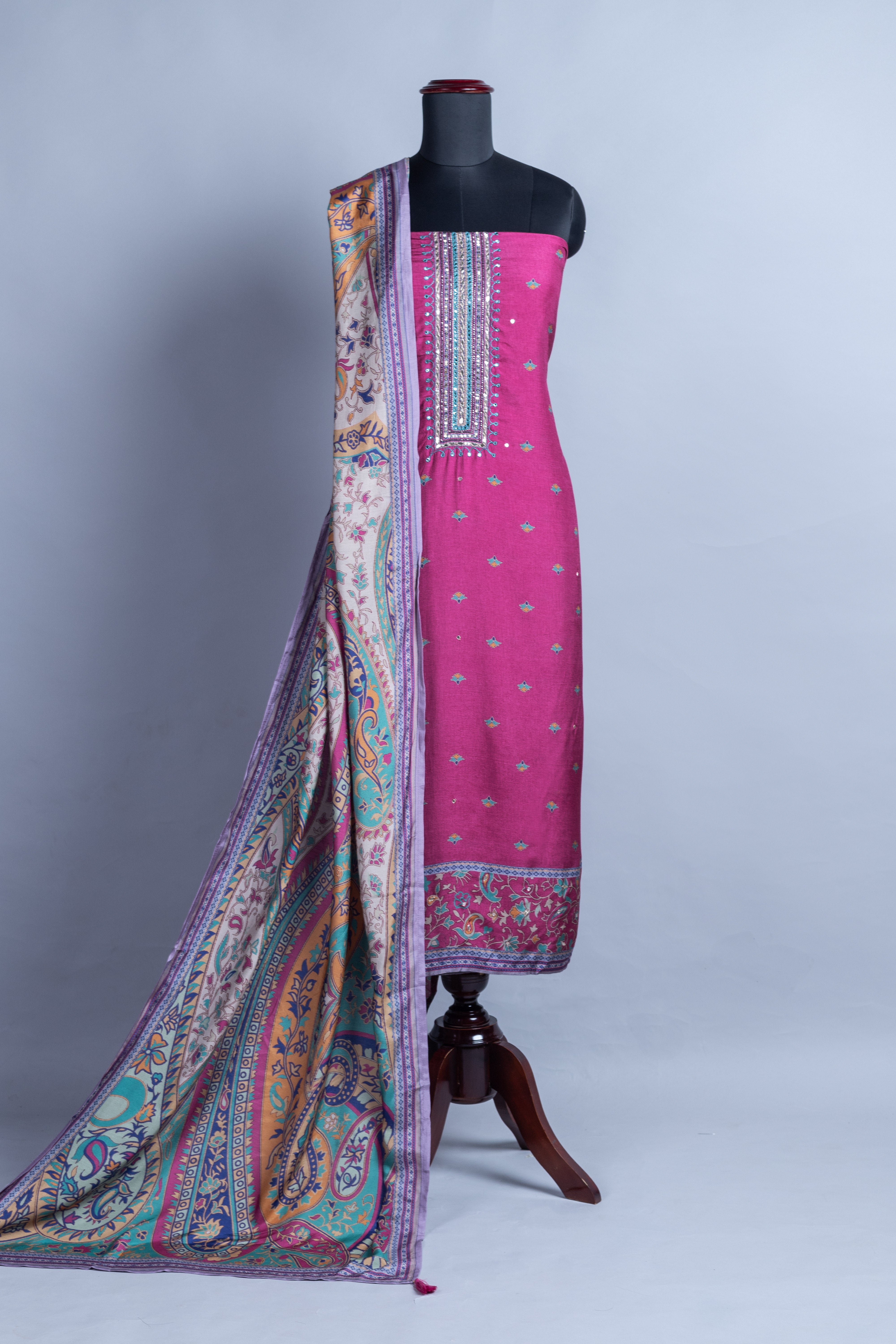 Luxe Muslin Floral Print Unstitched Suit Set