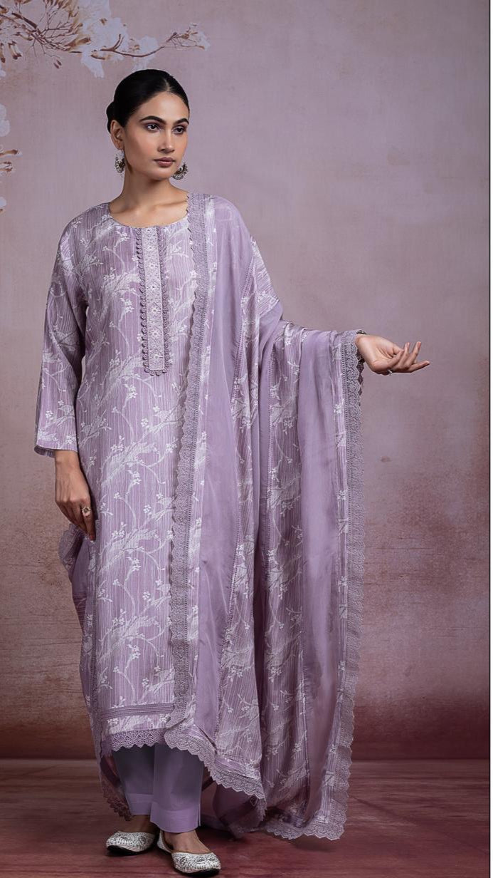Afreen Mauve Muslin Suit Set