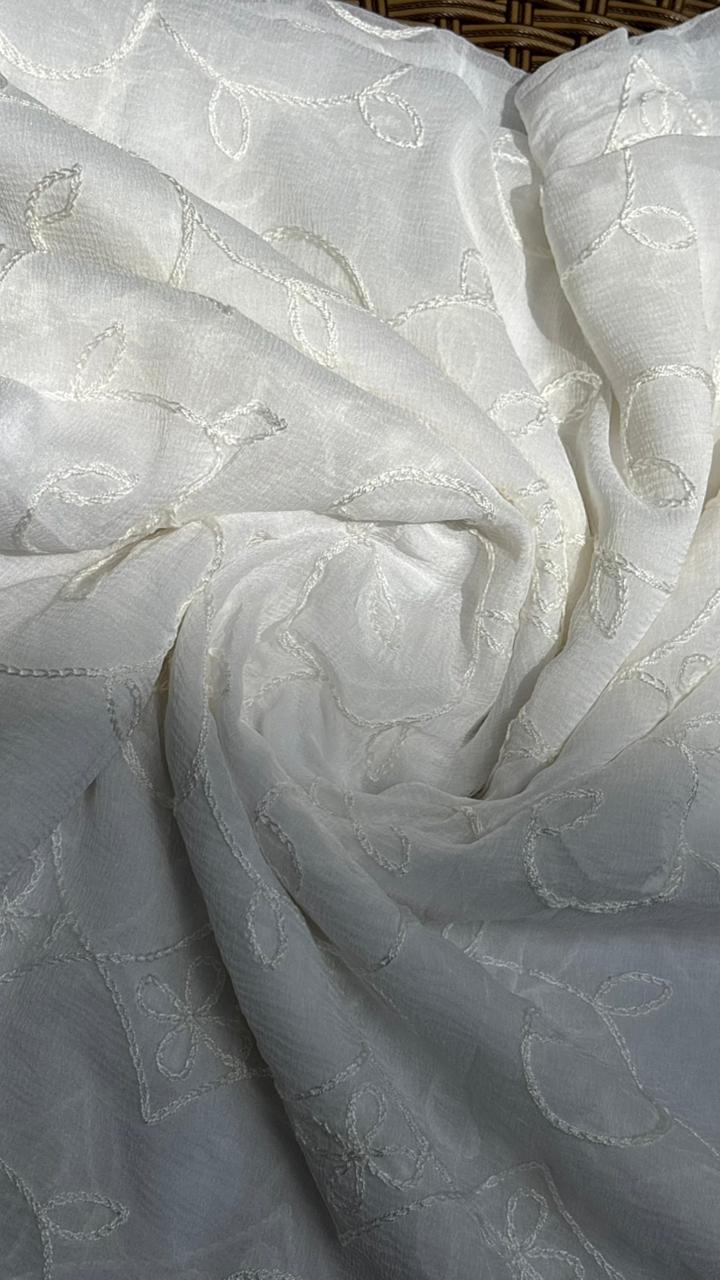 Afreen Embroidered White Chiffon Dupatta Sterling House