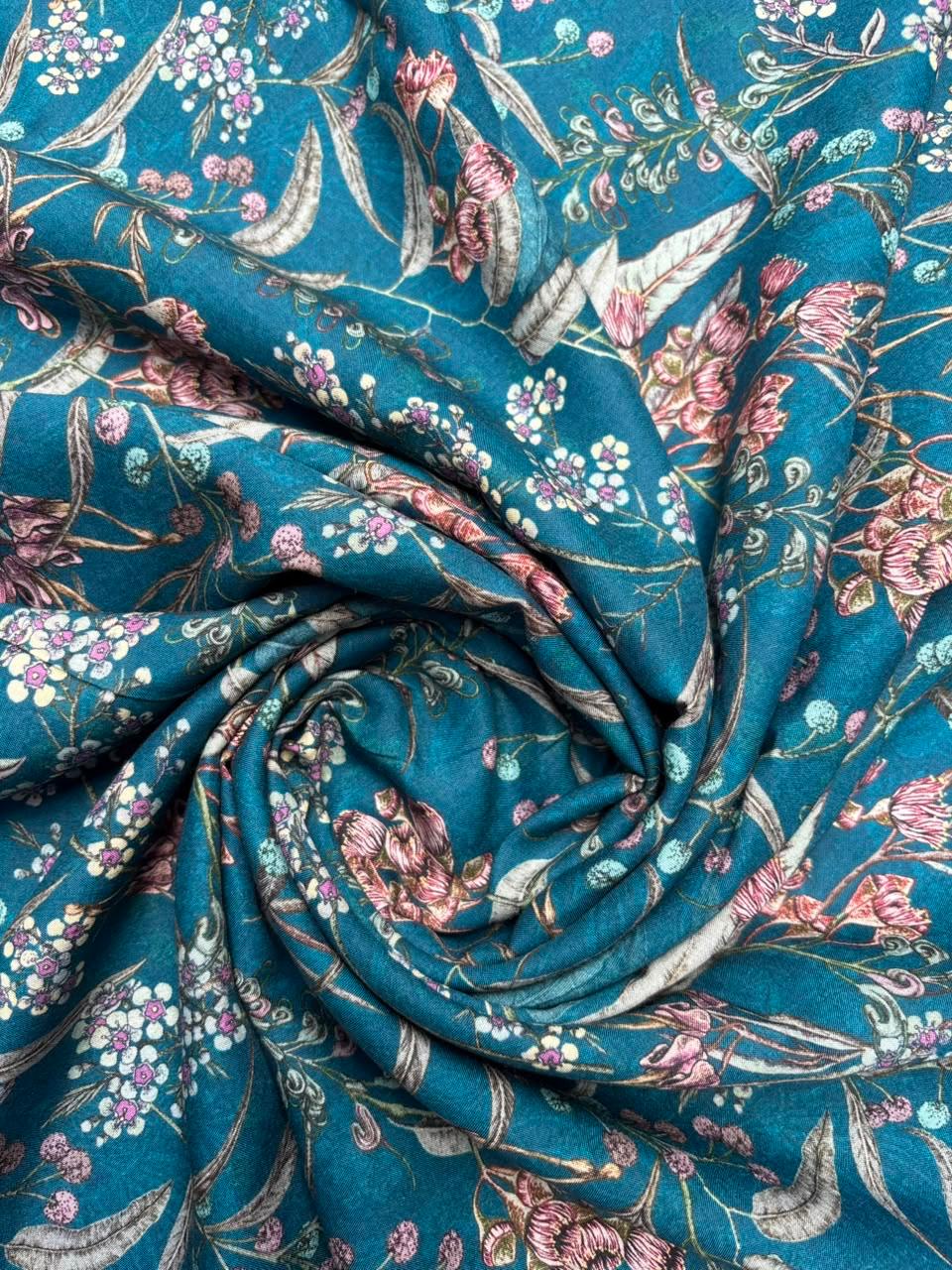 Afreen Blue Printed Cotton Fabric Sterling House