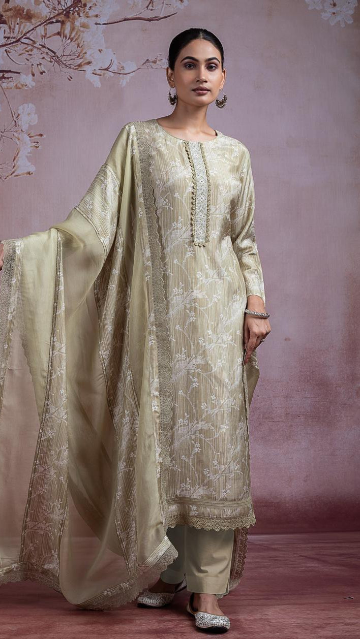 Afreen Green Muslin Suit Set